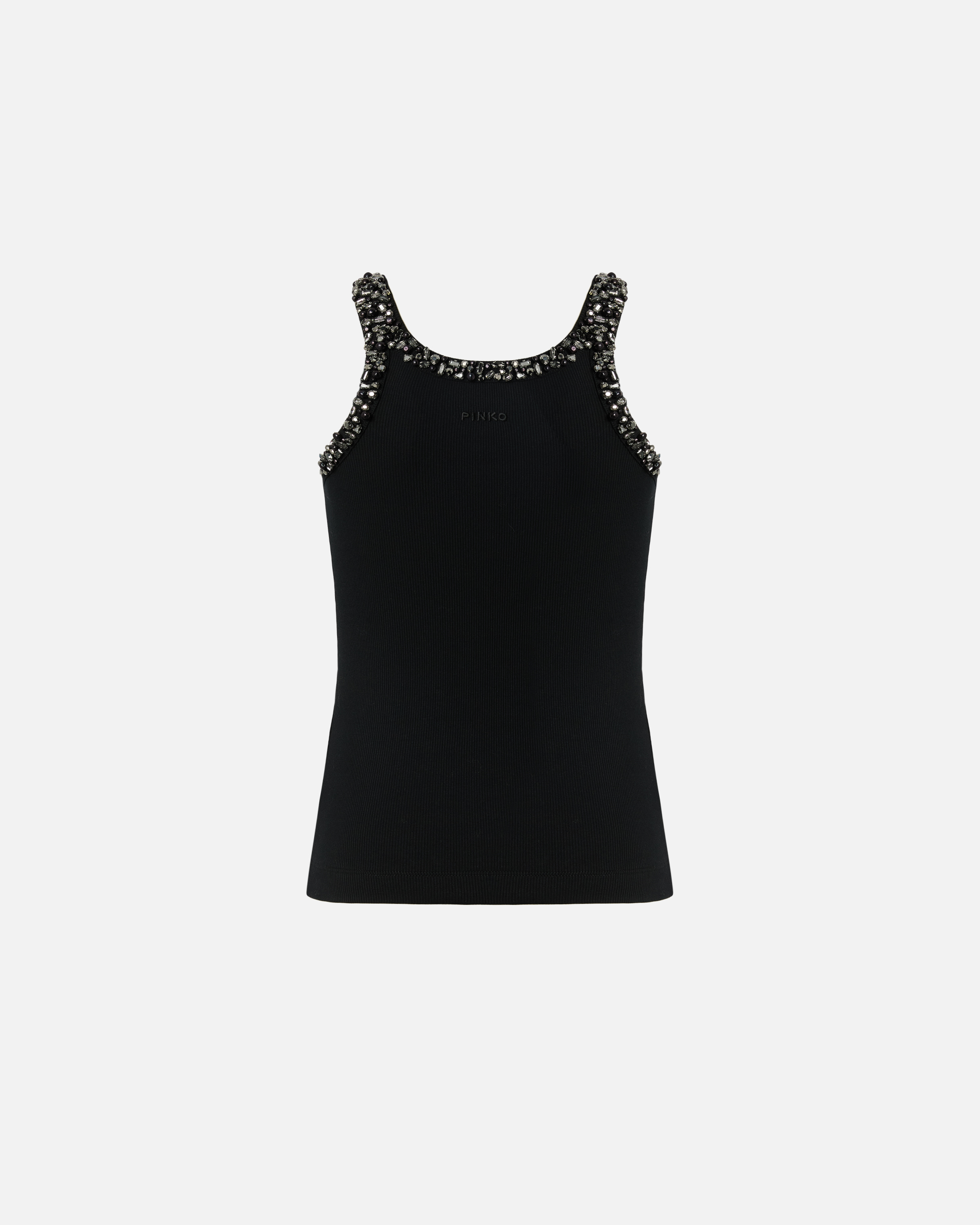 Ribbed top with jewel embroidery PINKO Black