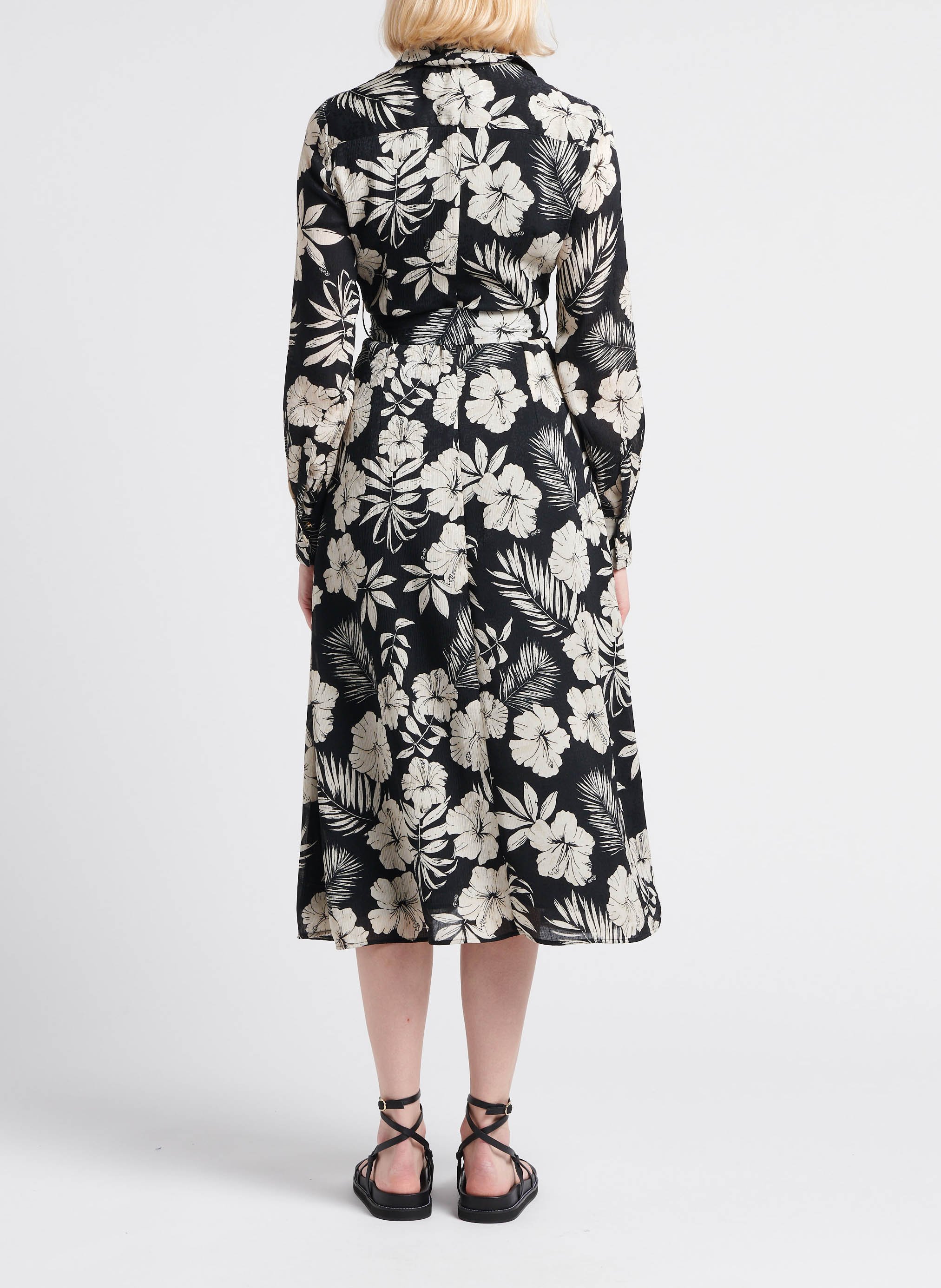 Robe midi col classique imprimée  PINKO Noir