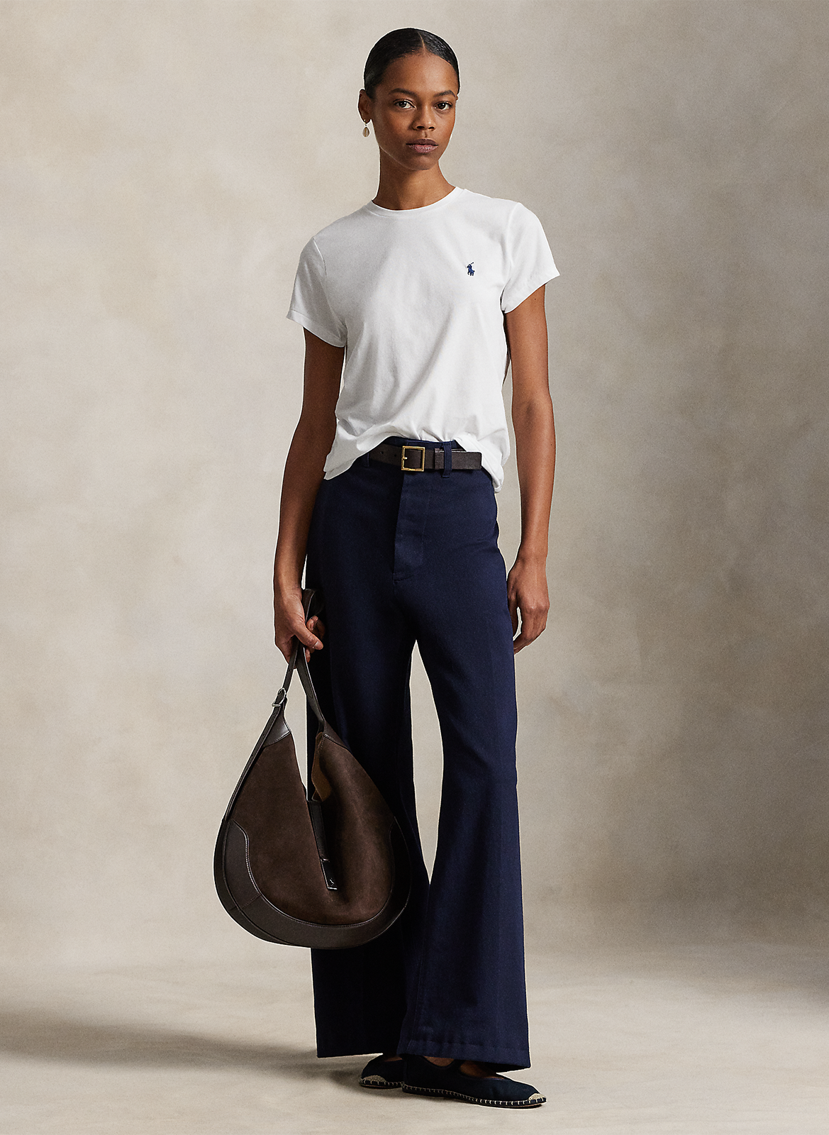 Katoenen T-shirt met ronde hals en borduursel POLO RALPH LAUREN Wit