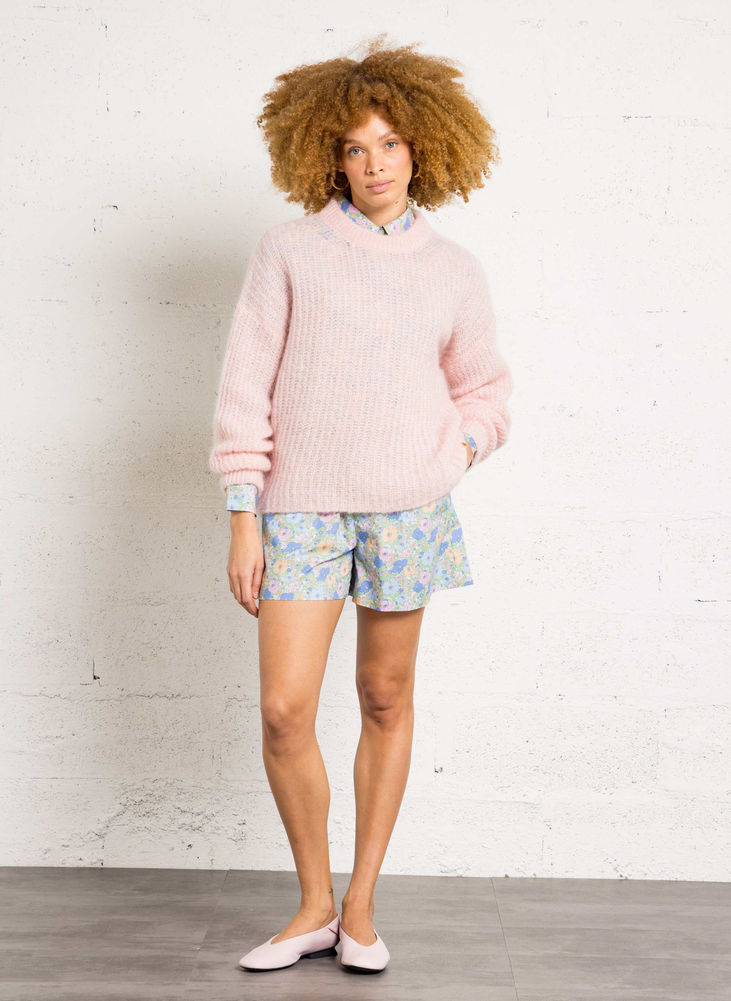 Oversized solid mohair blend sweater DES PETITS HAUTS Pink