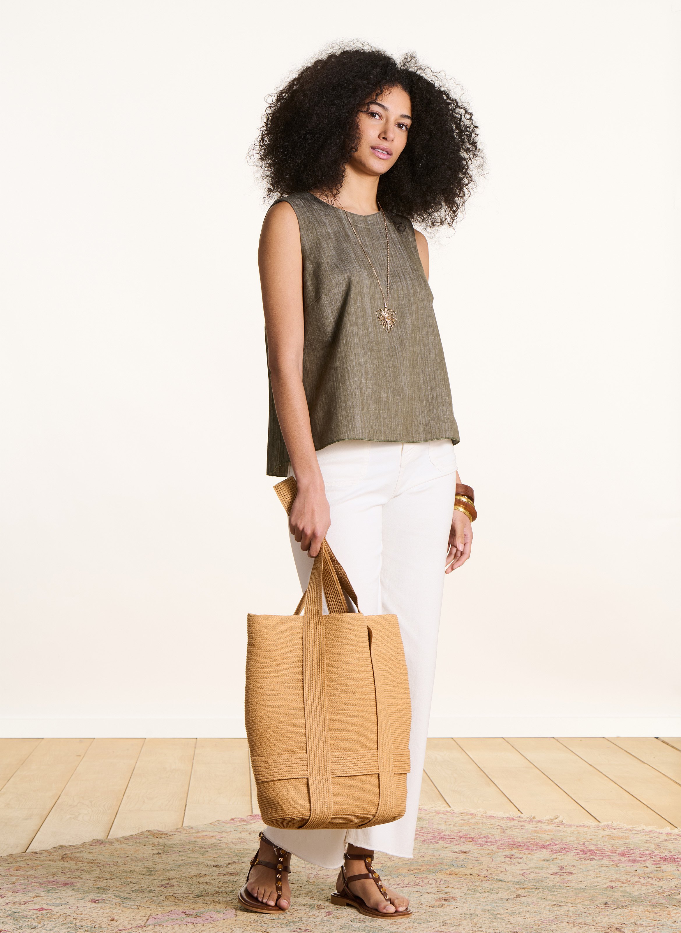 Top met ronde hals - katoenblend LA FEE MARABOUTEE Groen