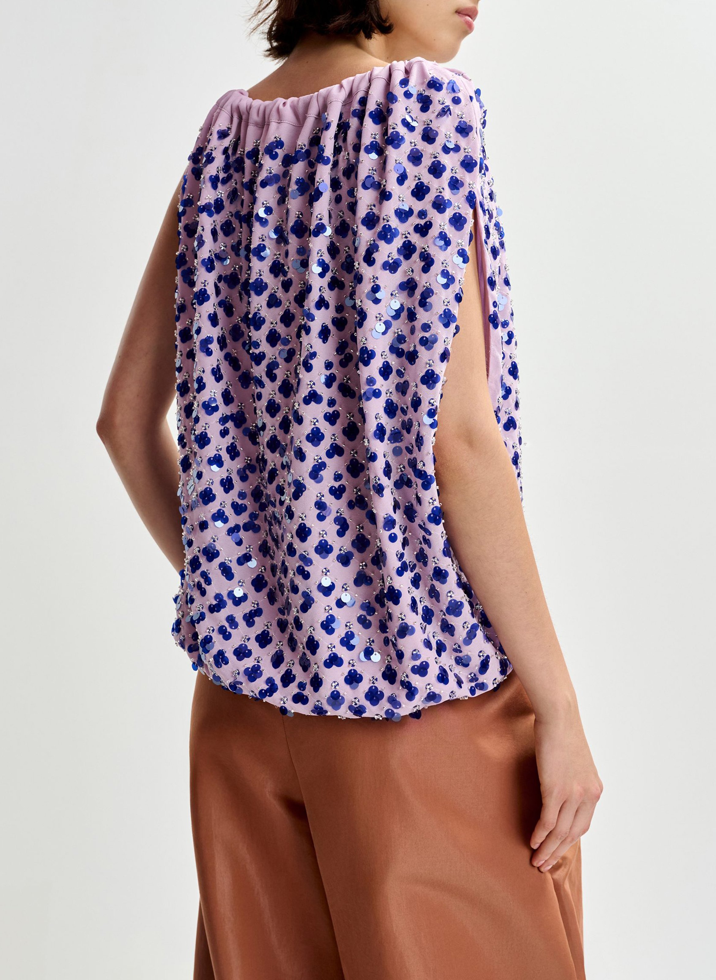 Oversize-Top mit Rundhalsausschnitt und Print ESSENTIEL ANTWERP Violett