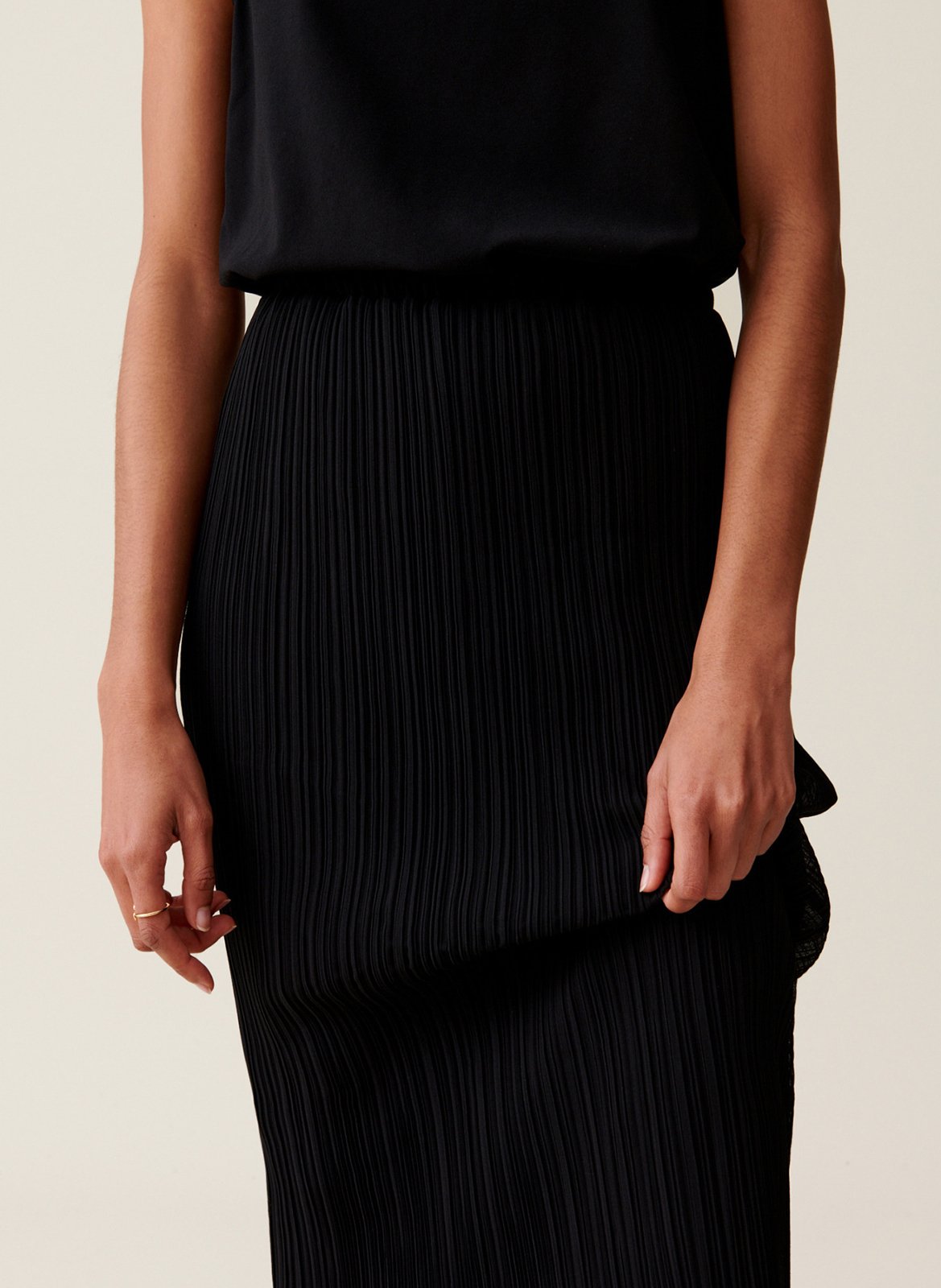 Robe longue col rond plissée CLAUDIE PIERLOT Noir