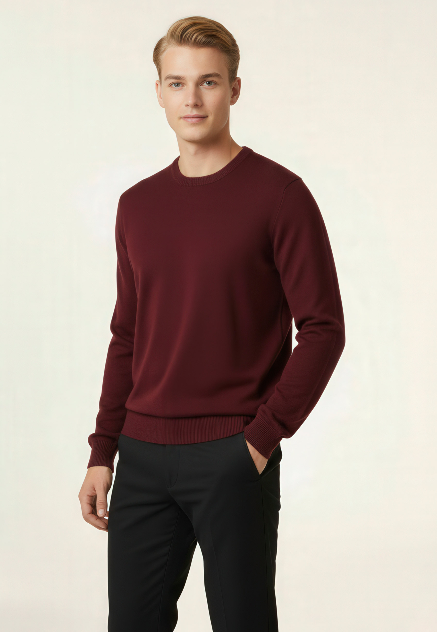 Round-neck wool and silk sweater MAISON MONTAGUT Purple