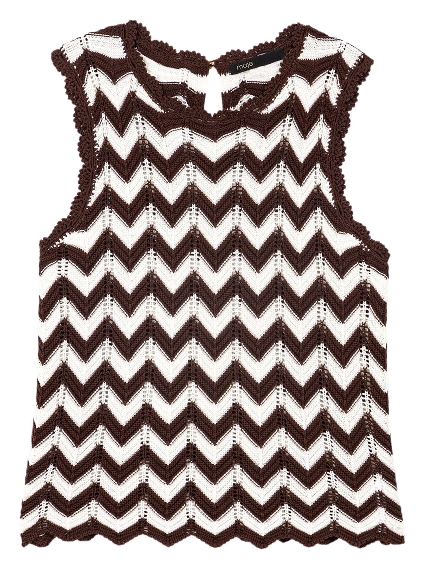 Rechte top met ronde hals van katoen MAJE Bruin