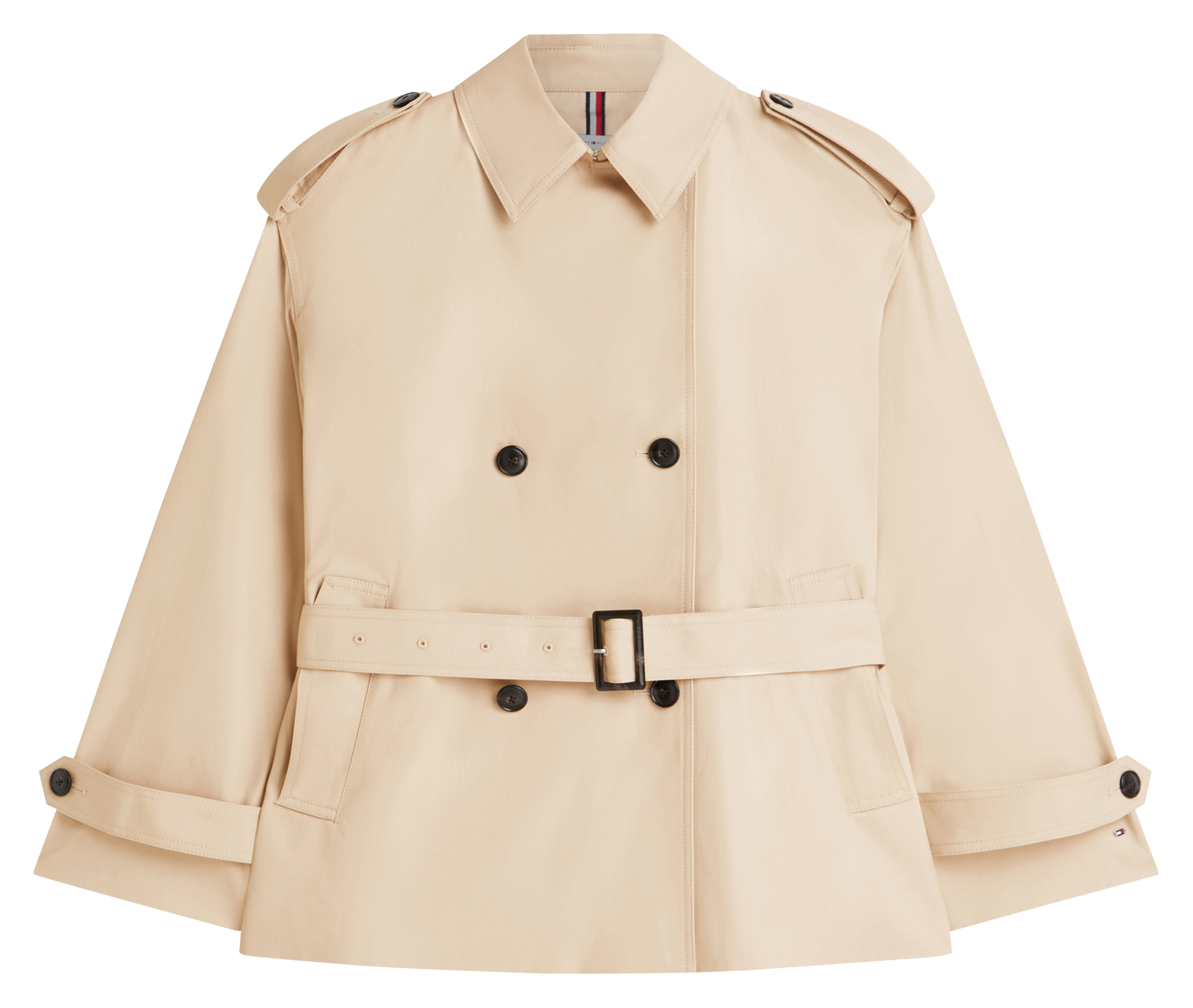 Trench oversize col classique en coton bio TOMMY HILFIGER Beige