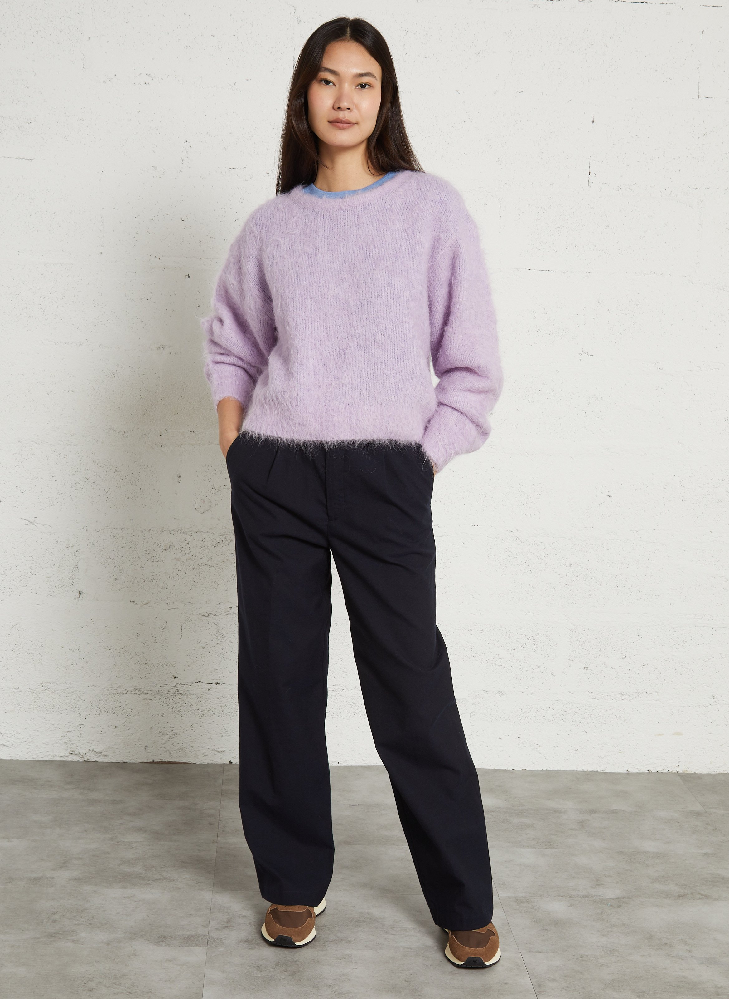 Oversized trui met ronde hals, wolblend AMERICAN VINTAGE Roze