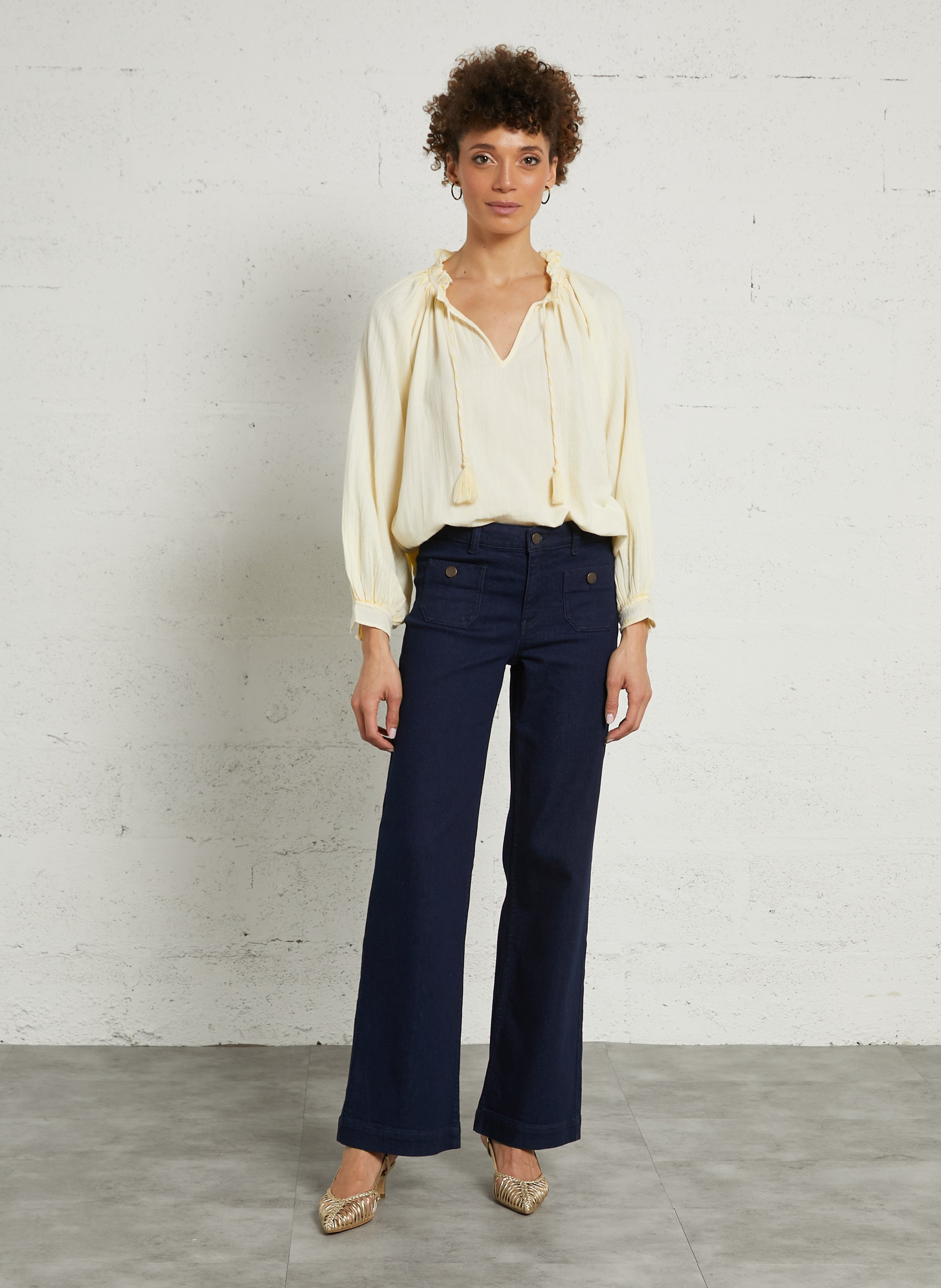 Gerade geschnittene Hose mit mittelhoher Taille in einfarbig MAISON 123 Blau