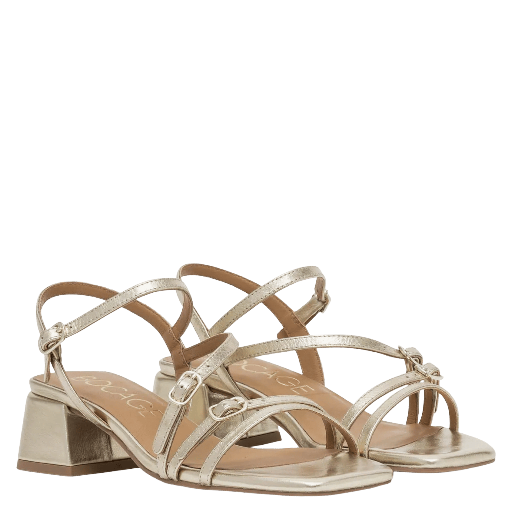 Alice heeled leather sandals BOCAGE Golden