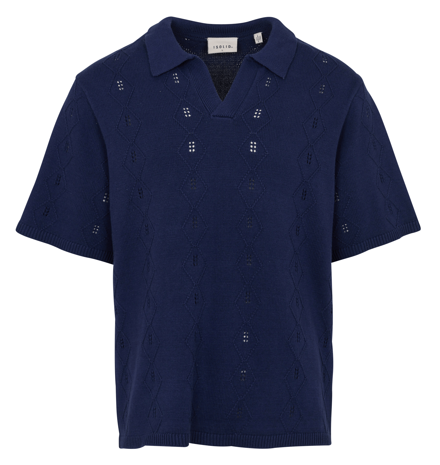 Baumwollpullover mit Polokragen SOLID Blau