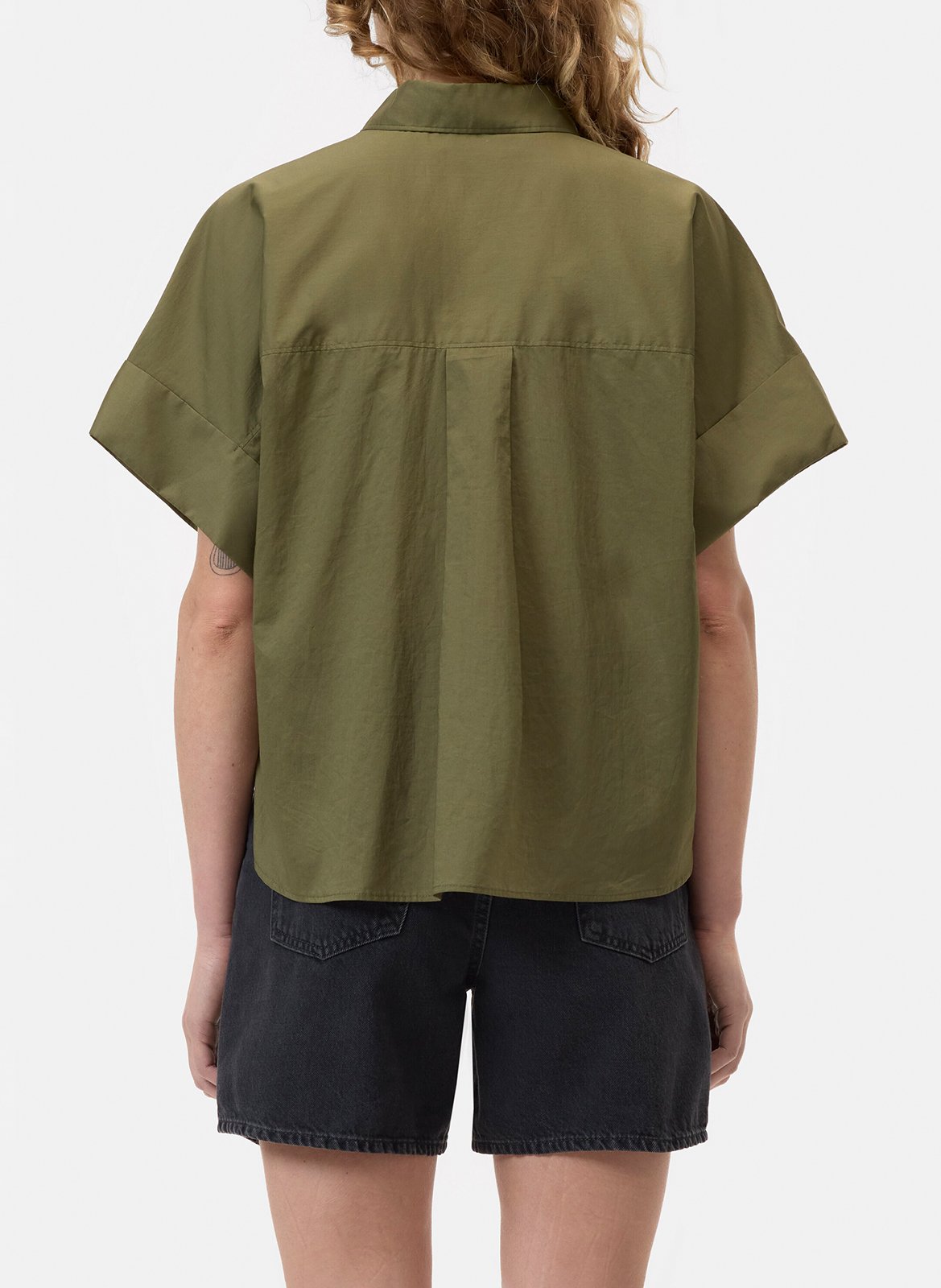 Oversized cotton shirt with classic collar CLOSED Green