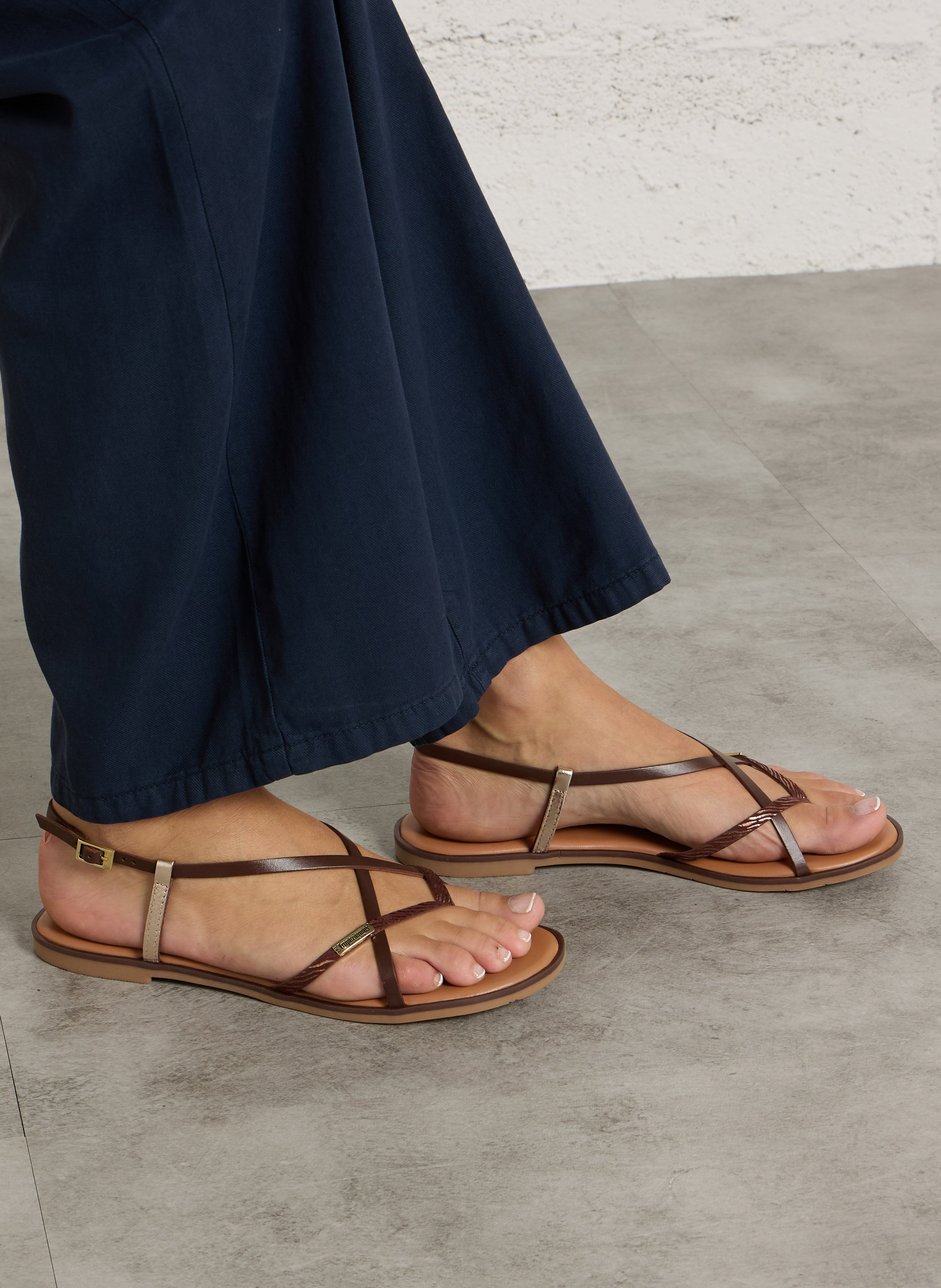 Sandales plates en cuir LES TROPEZIENNES PAR M.BELARBI Marron