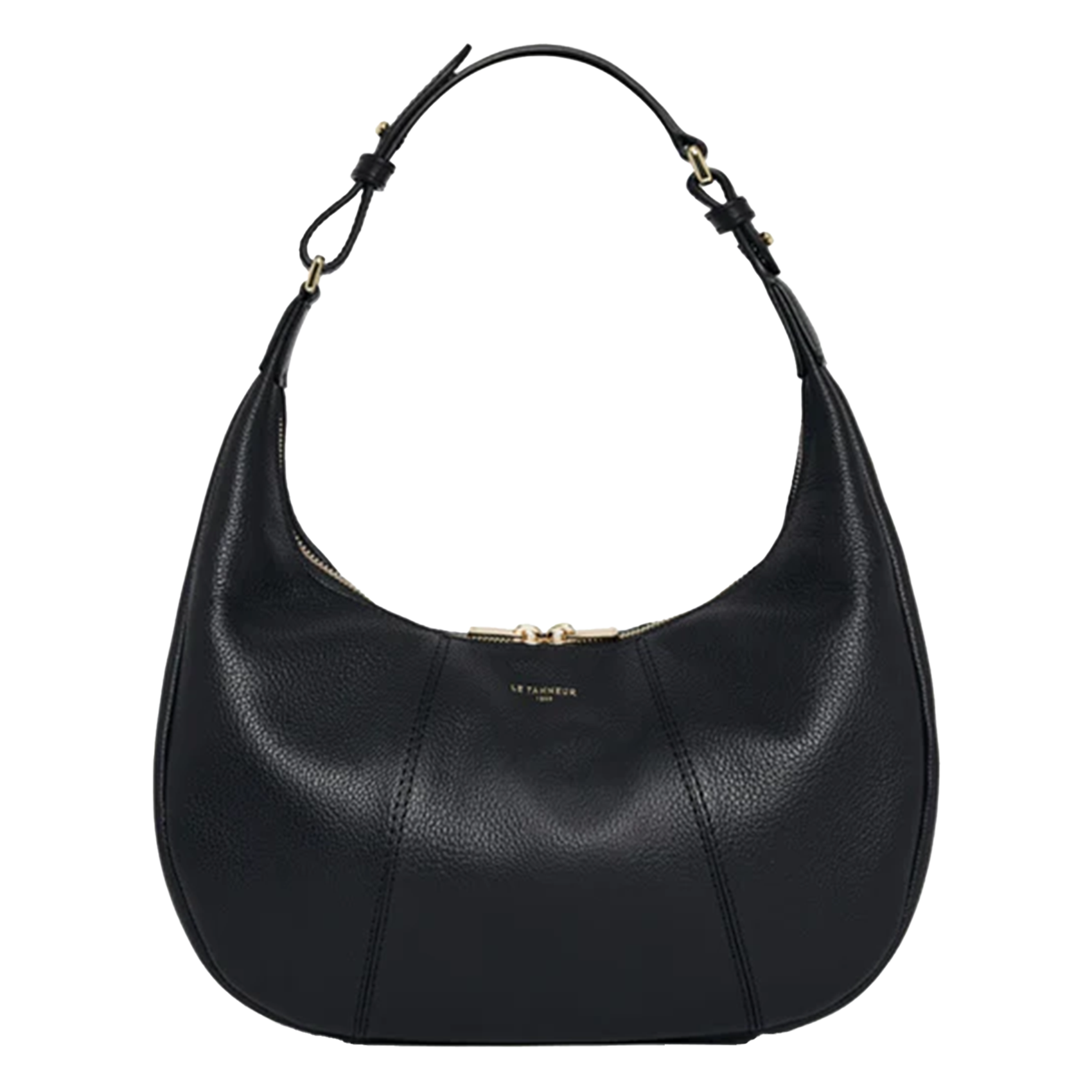 Petit sac hobo zippé en cuir grainé LE TANNEUR Noir