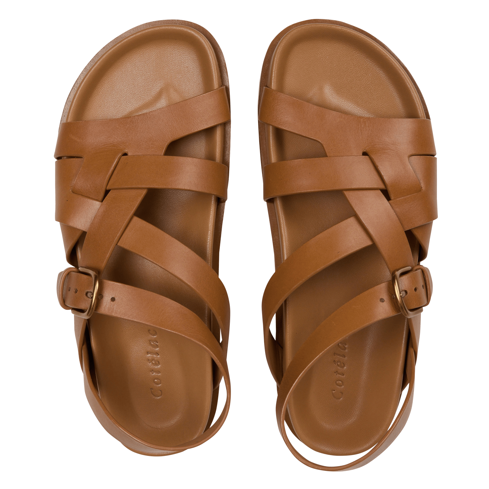 Flache Ledersandalen mit Riemchen COTELAC Braun