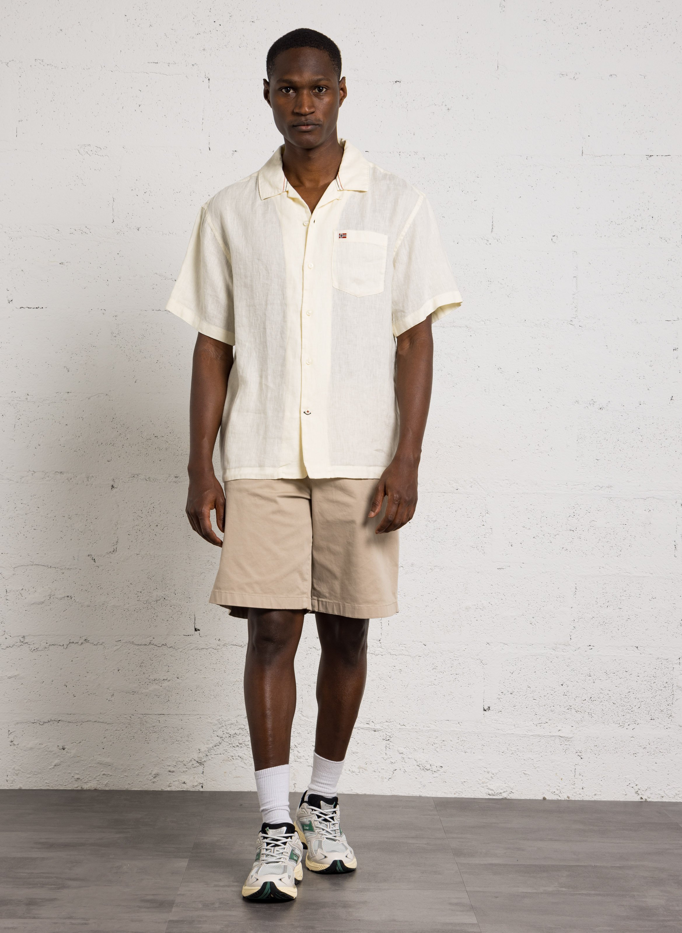 Bermuda de mezcla de algodón Beige