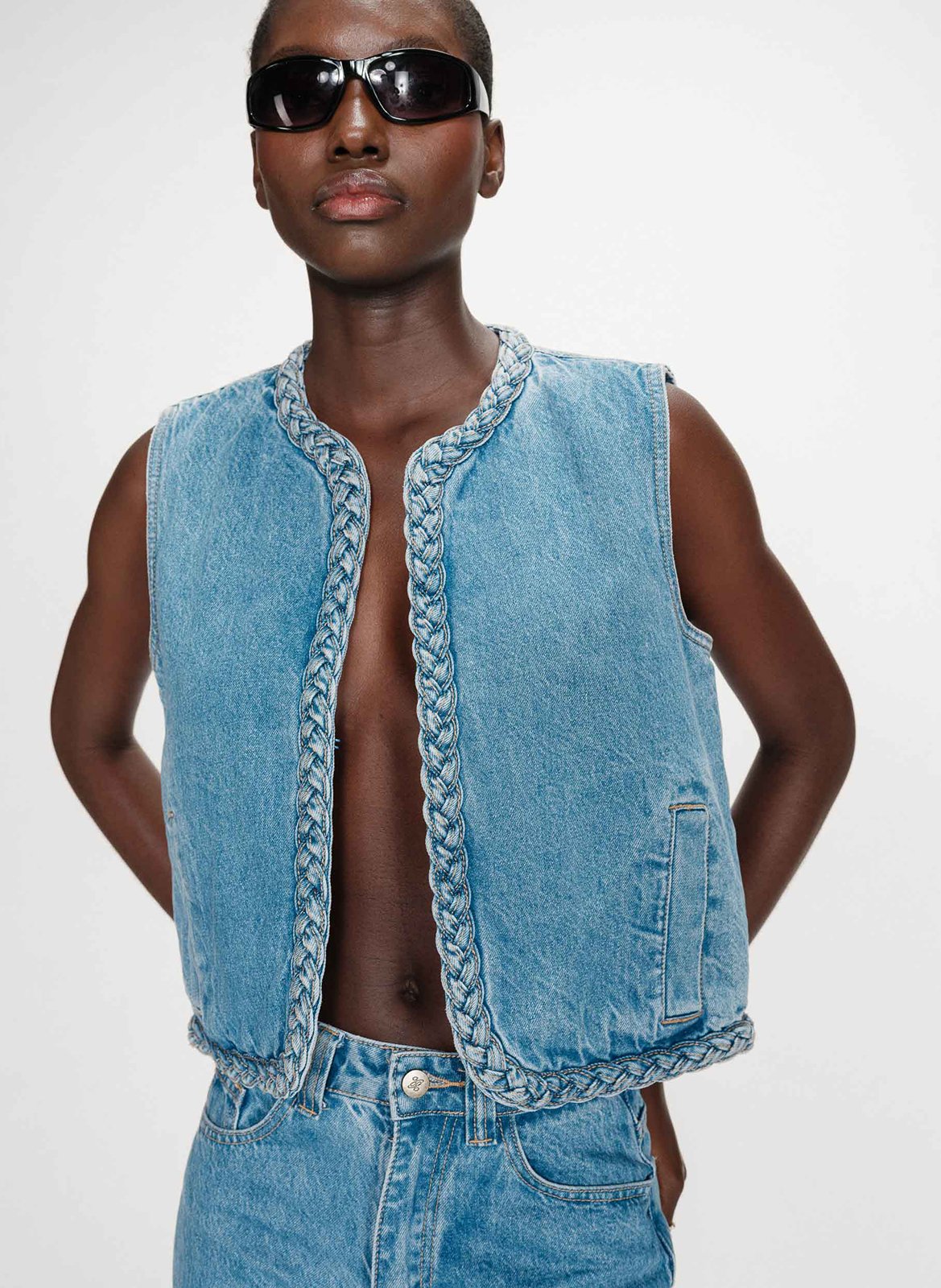 Veste sans manches en denim  GRACE ET MILA Bleu