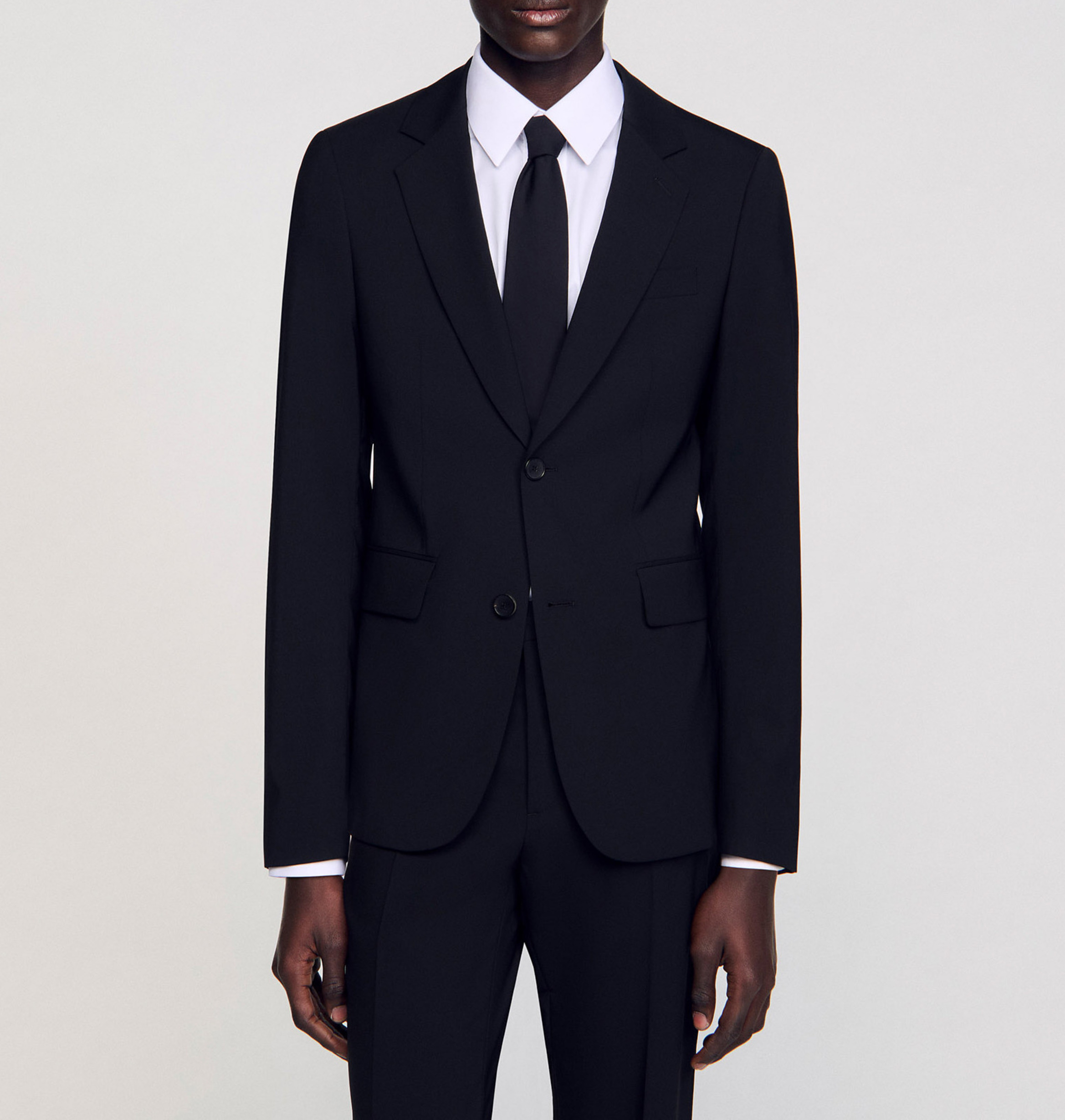 Veste de tailleur en laine mélangée  SANDRO Noir