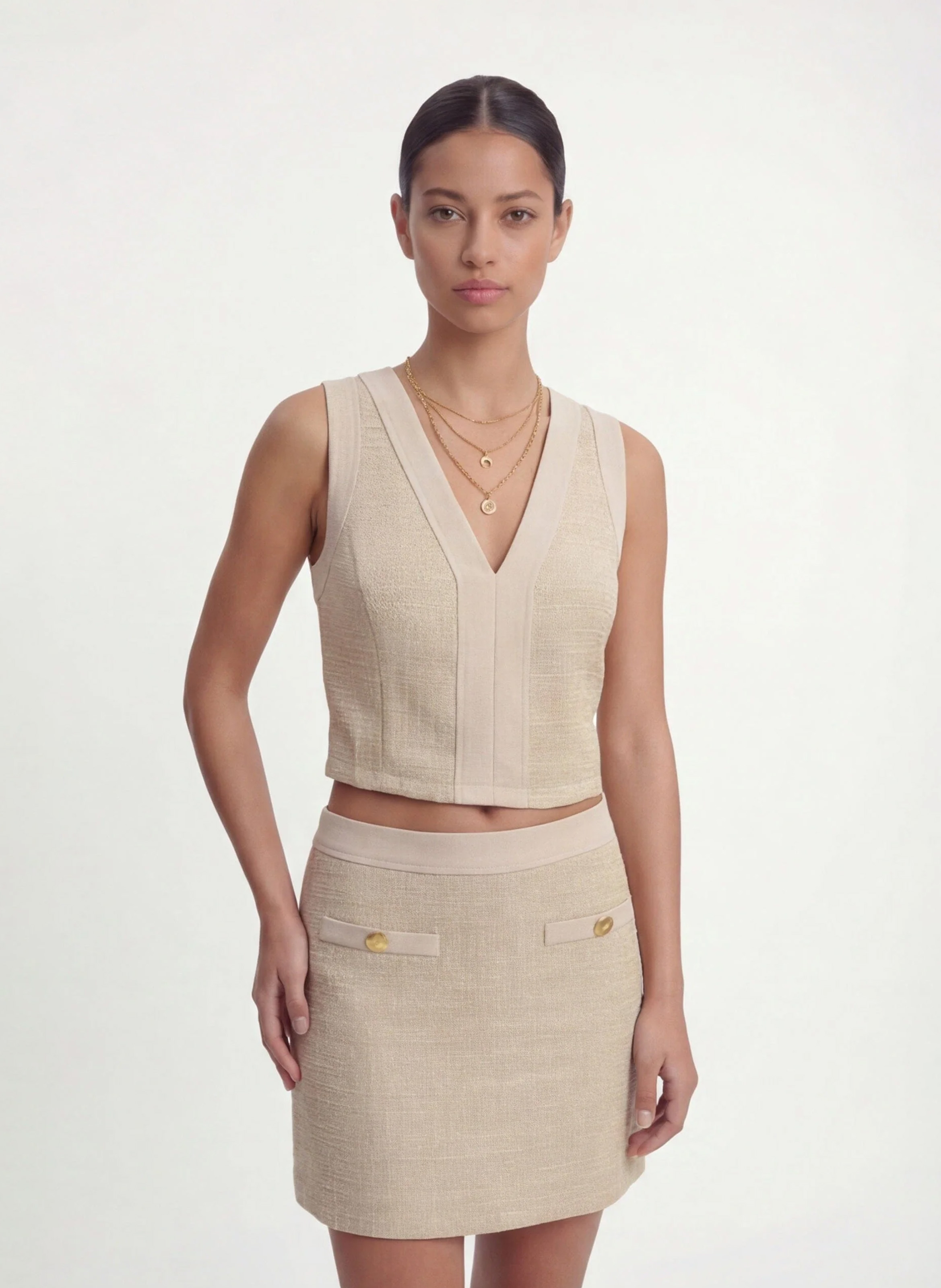 Effy - Oberteil mit V-Ausschnitt KOOKAI Beige