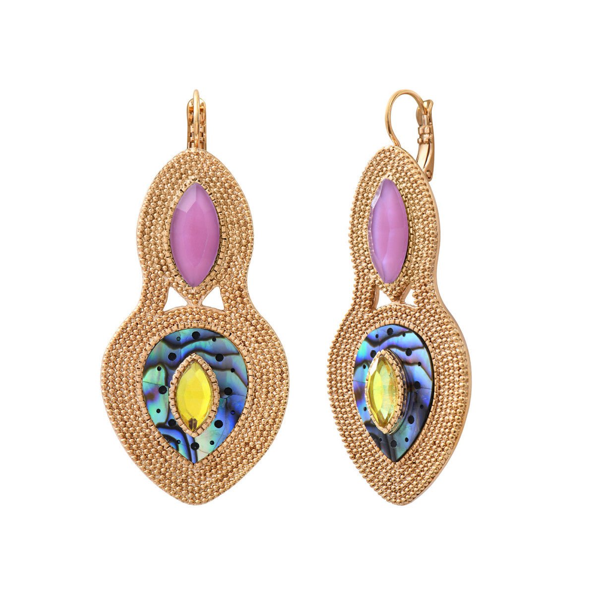 Metal beaded sleeper earrings SATELLITE PARIS Blue
