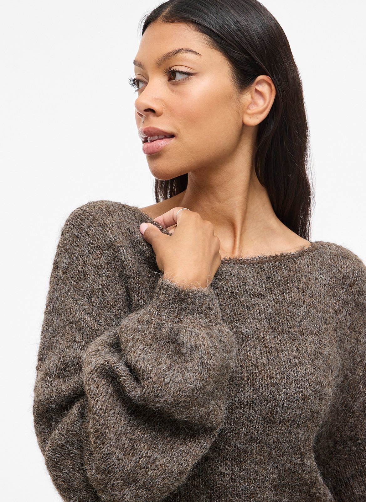Round-neck sweater VILA Brown