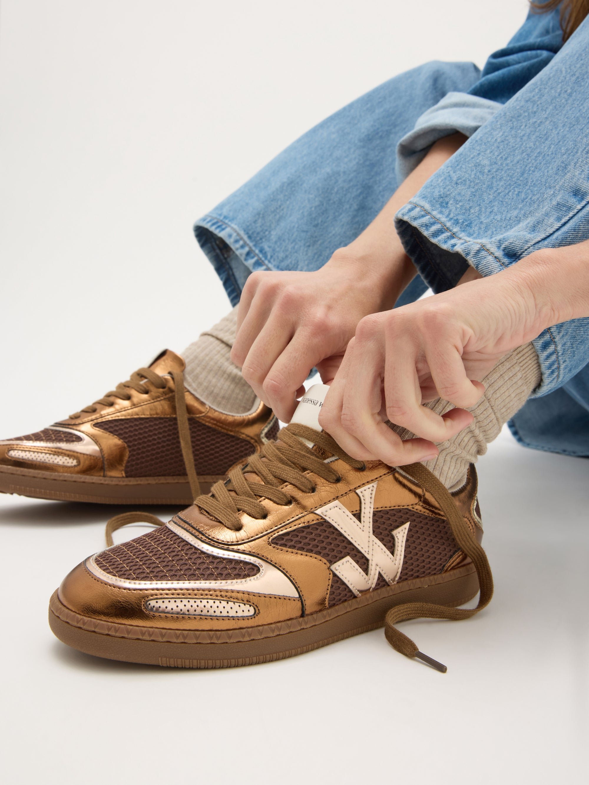 Sneakers with monogram on retro sole VANESSA WU Orange