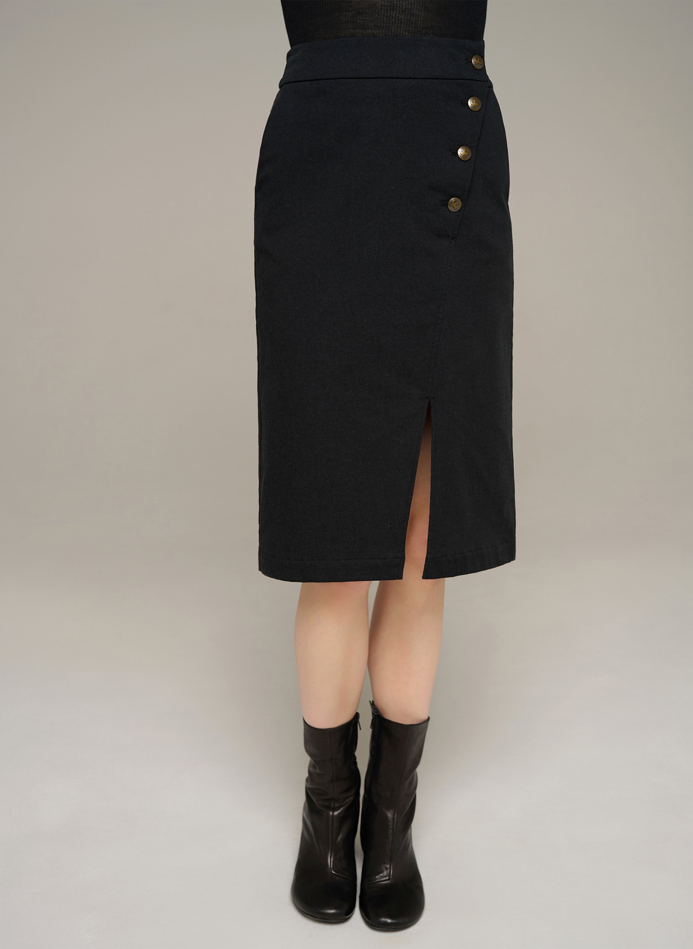 Midi pencil skirt in cotton blend COTELAC Black
