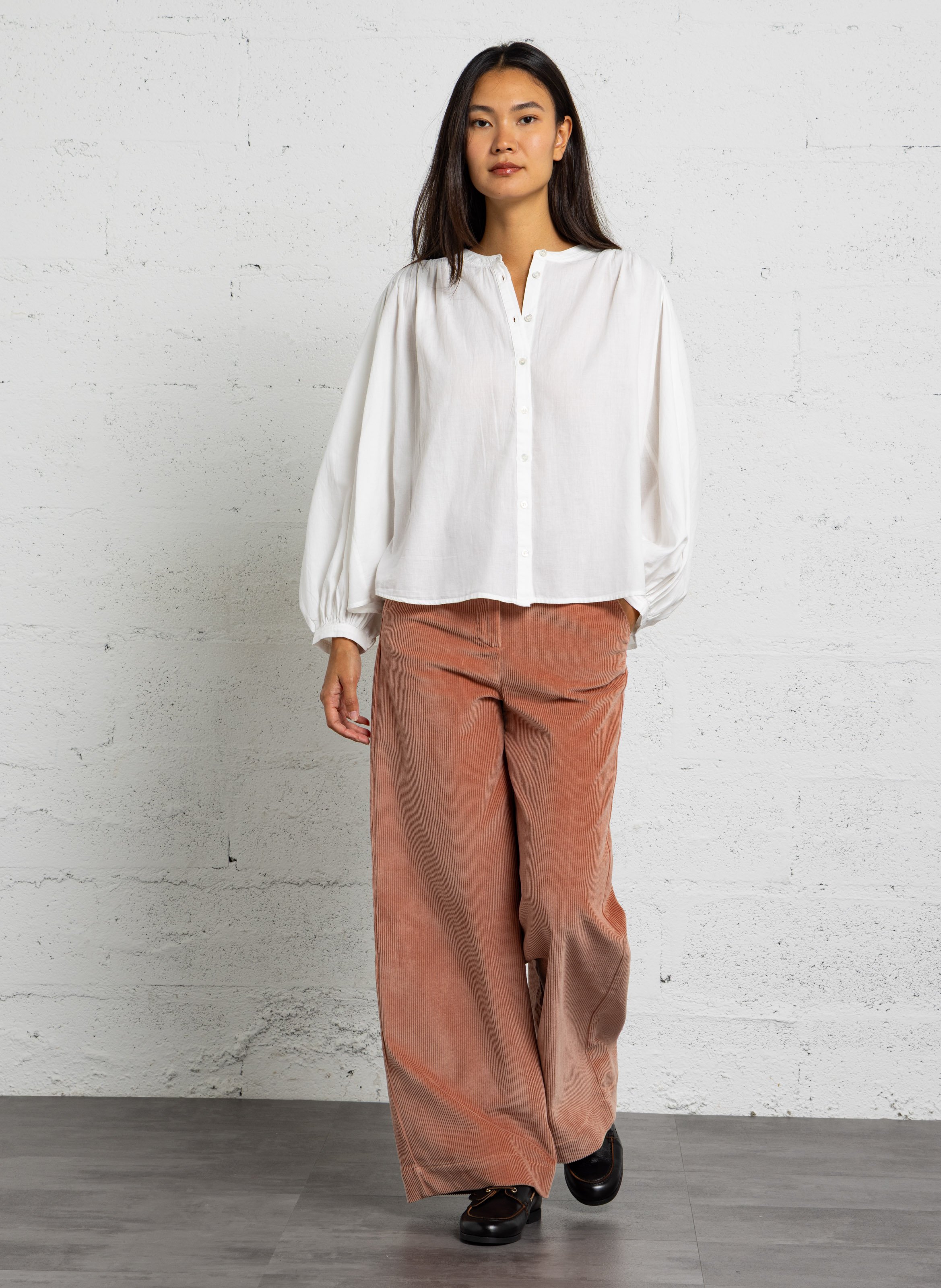 High-waisted cotton pants DES PETITS HAUTS Pink