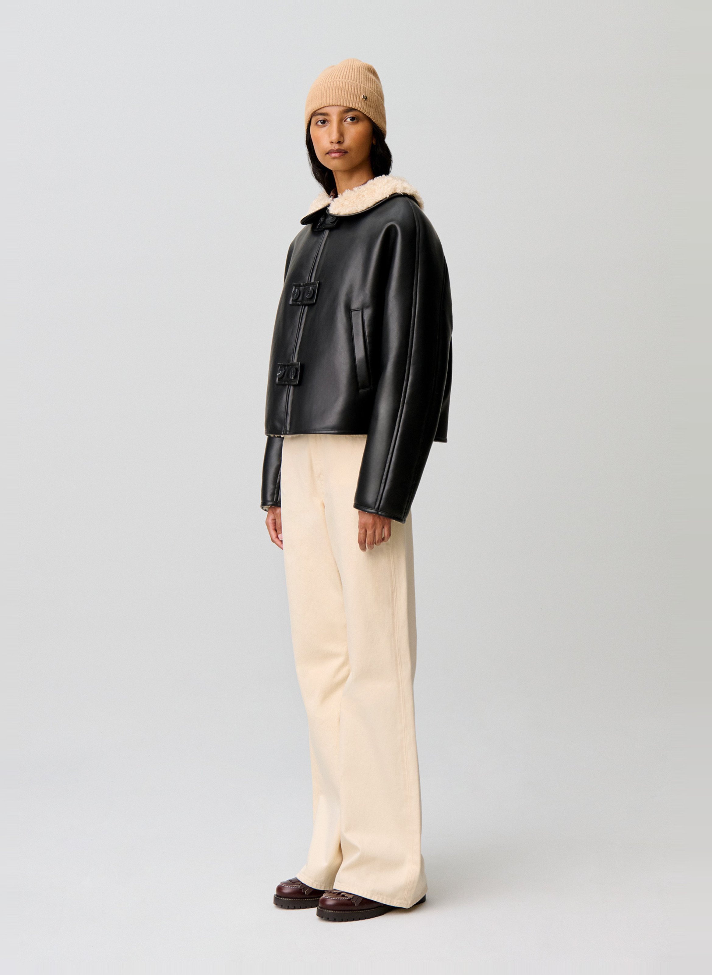 Manteau court ample à col en fausse fourrure CLAUDIE PIERLOT Multicolore