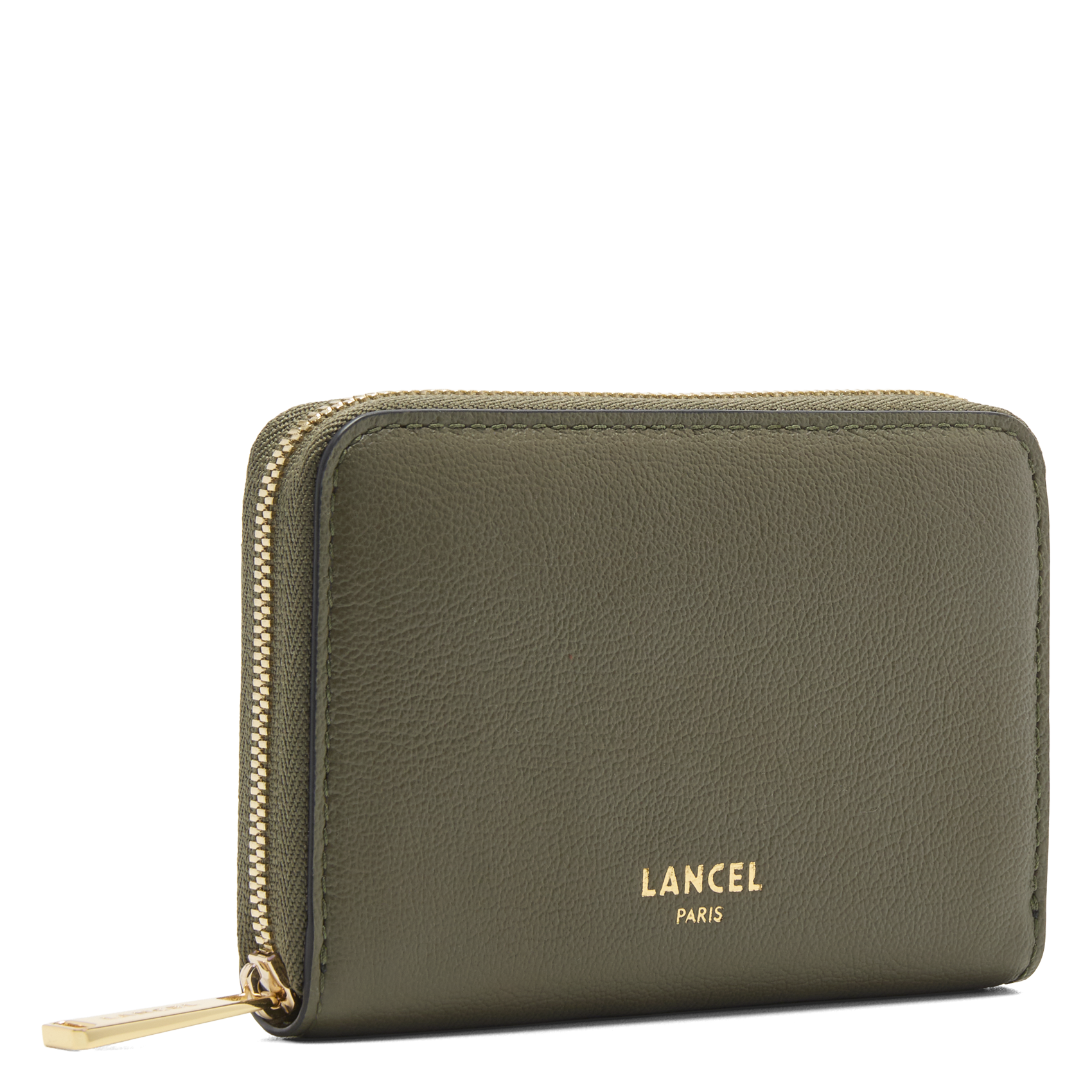 Solid leather zip-around wallet LANCEL Khaki