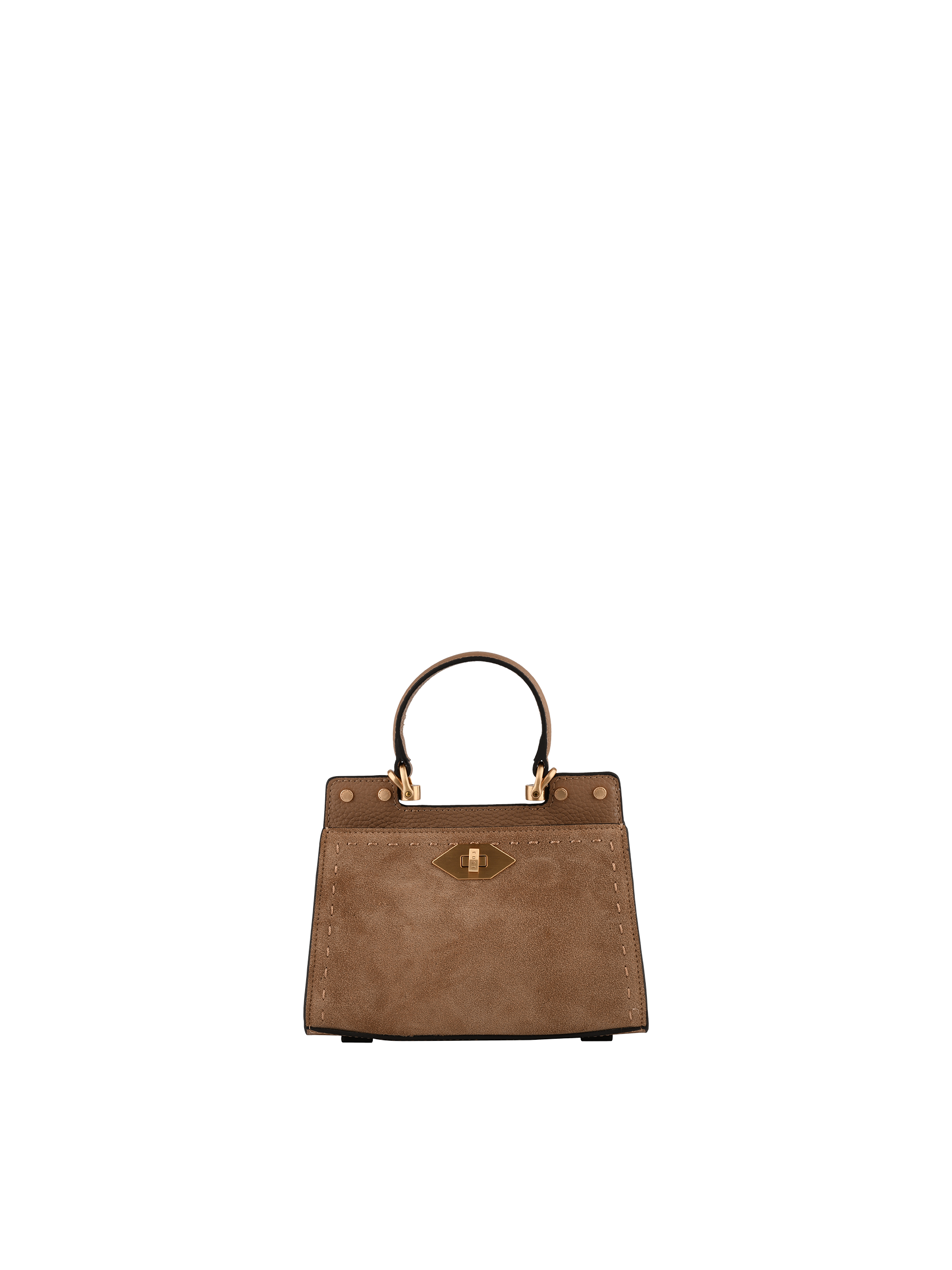 Cowhide leather handbag with a suede-effect finish POURCHET