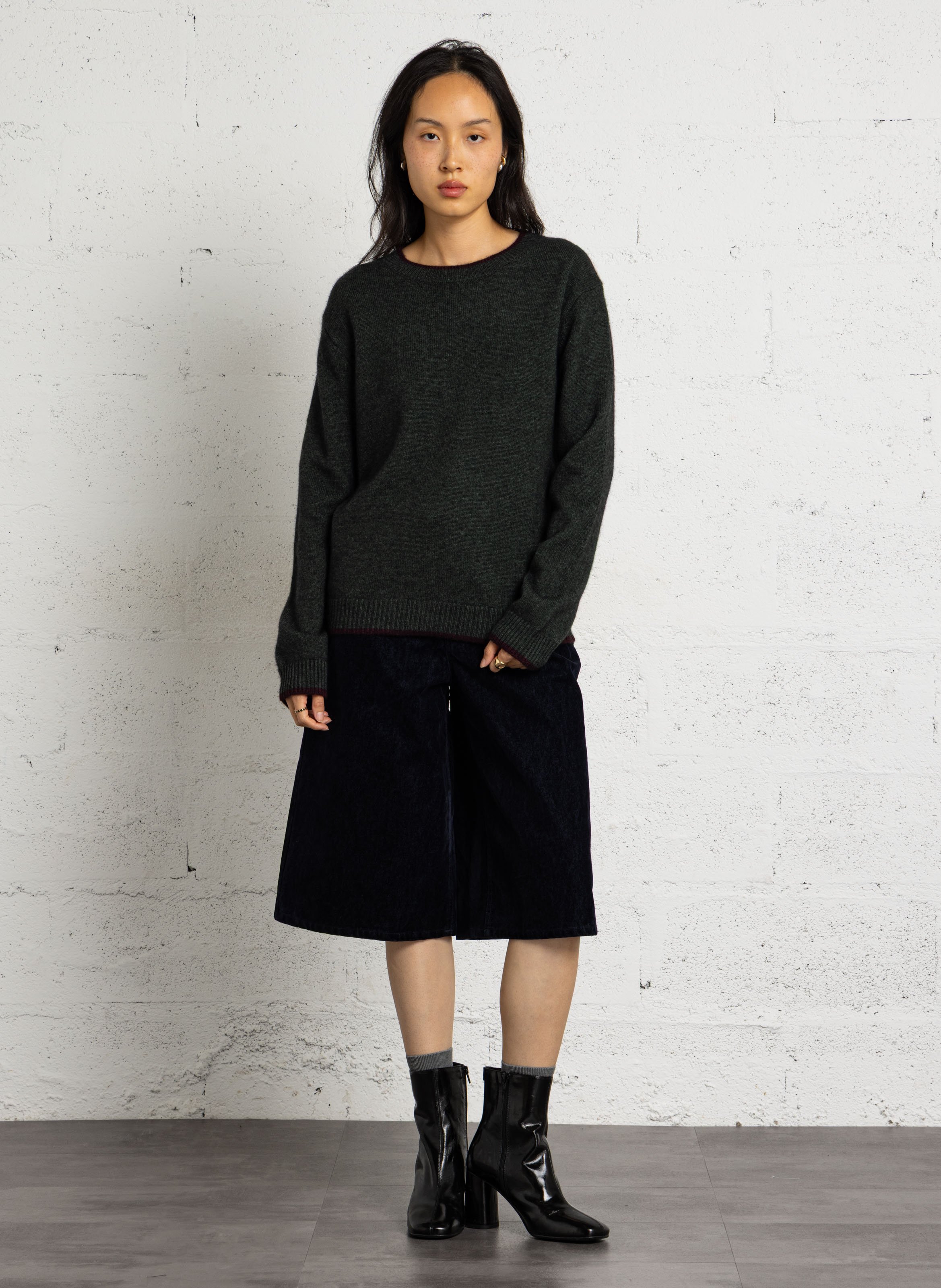 Pull droit col rond en laine MAISON 123 Vert