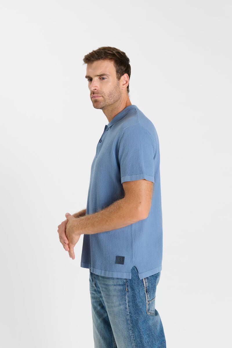 Button-Down Shirt Collar Polo LE TEMPS DES CERISES Blue