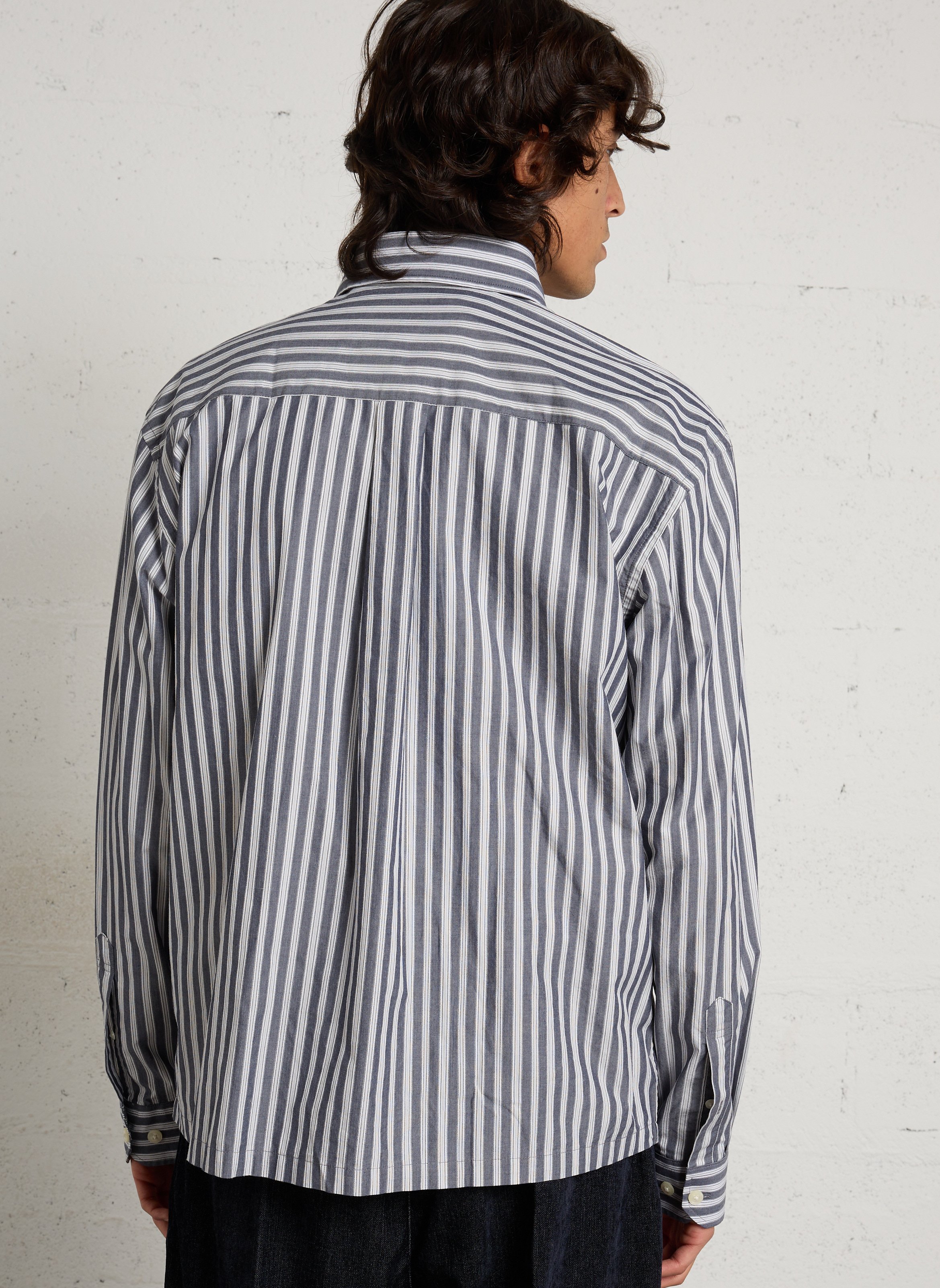 Chemise droit rayé en coton CASUAL FRIDAY Bleu