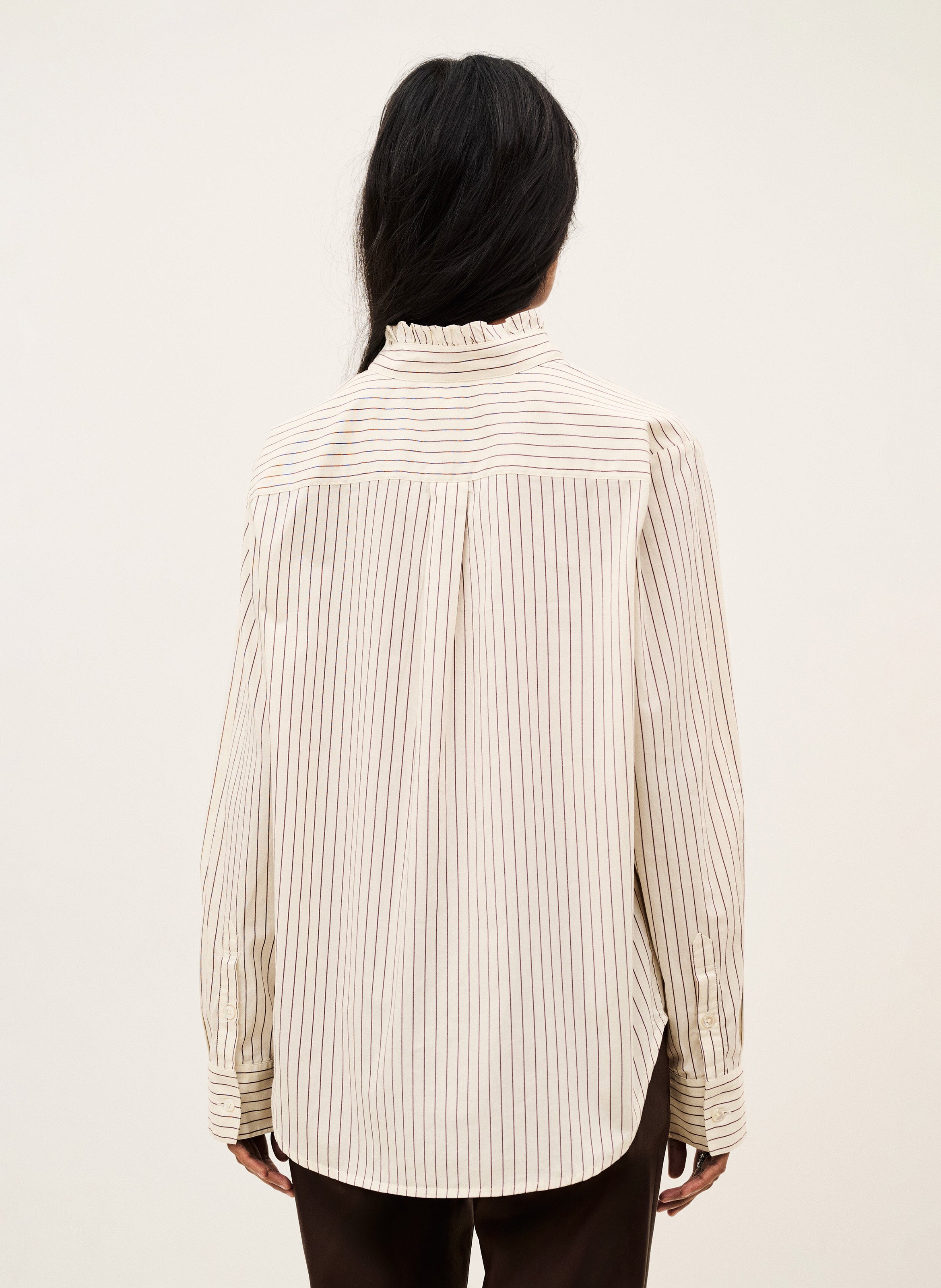 Chemise droite à rayures en coton | Beige BA&SH Femme