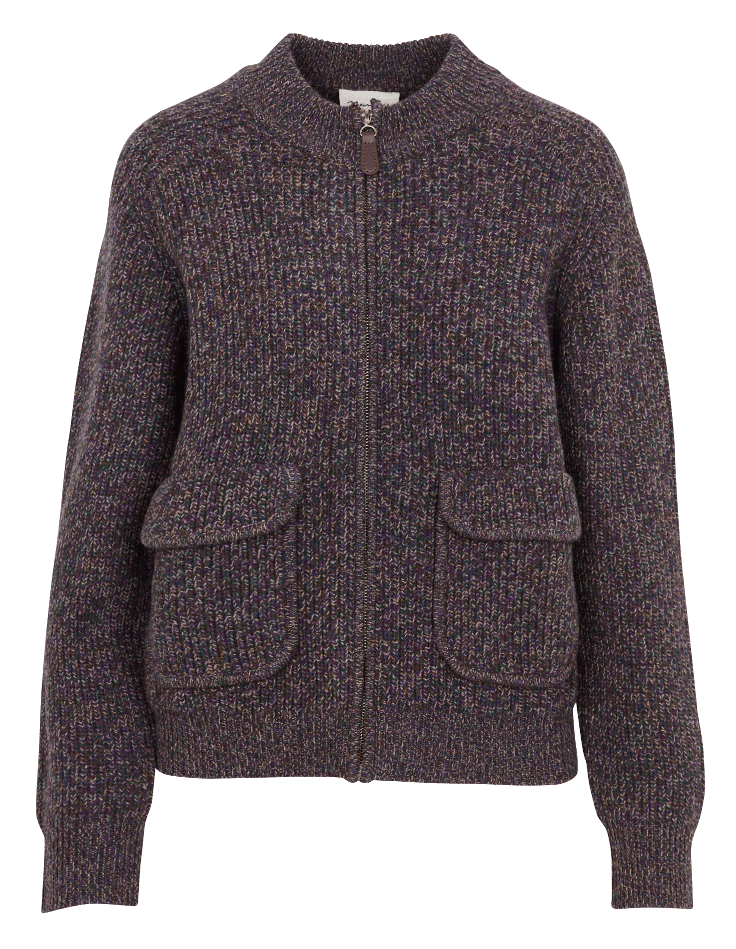 Round-neck wool knit cardigan MAISON 123 Purple