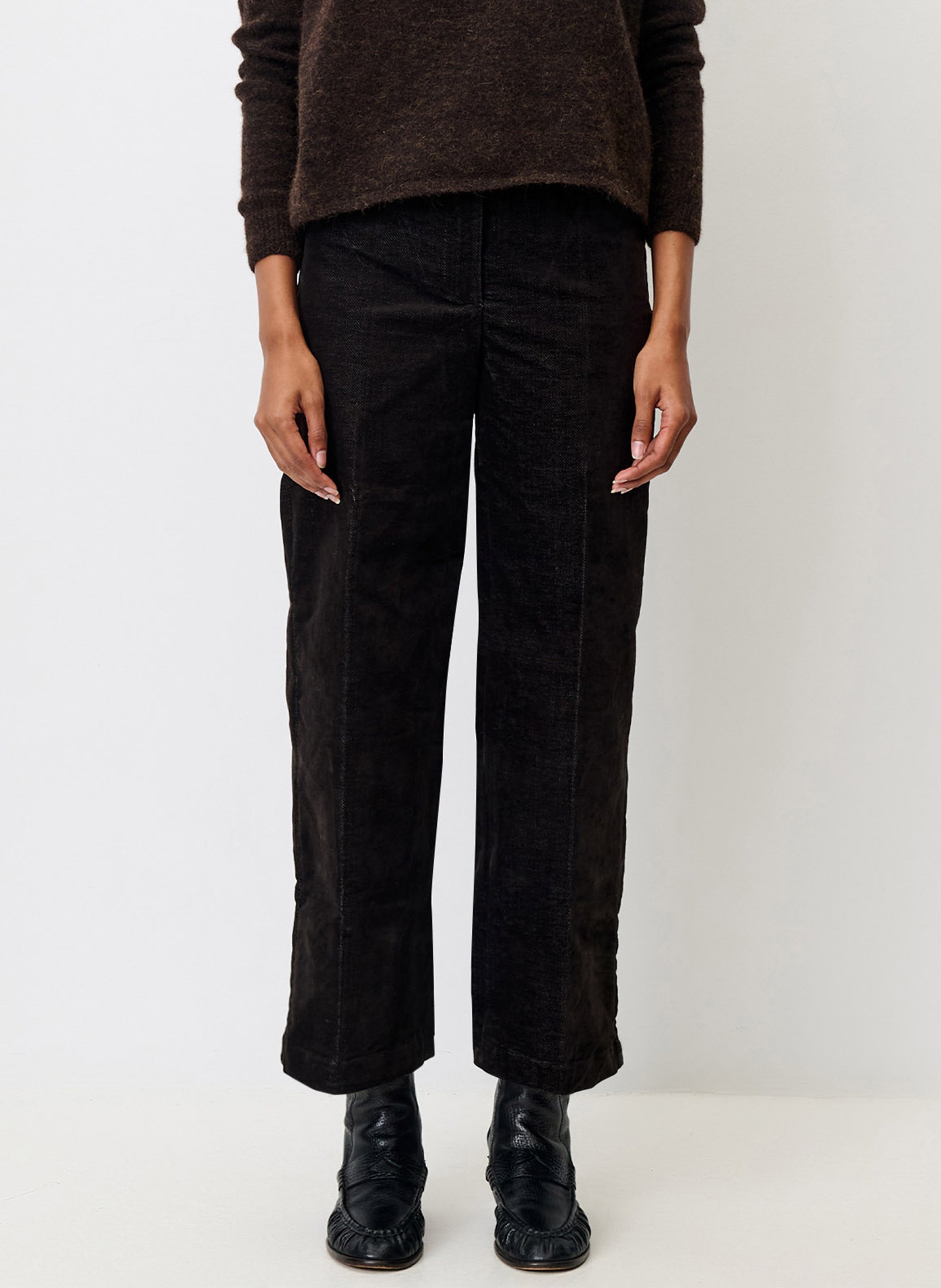 Wide-leg cotton-blend velvet pants SESSUN Brown