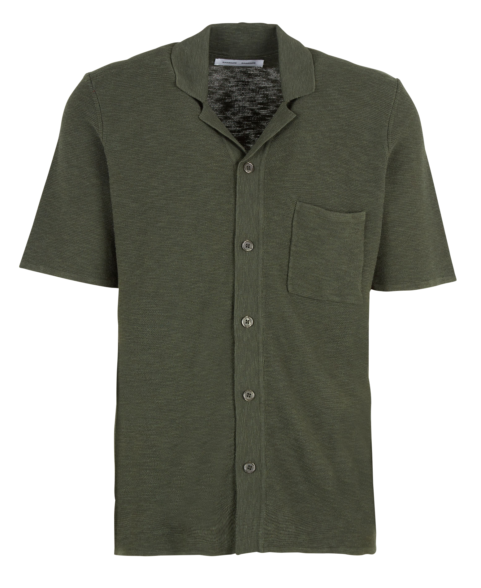 Polo regular-fit en coton bio et en lin mélangés SAMSOE SAMSOE Kaki