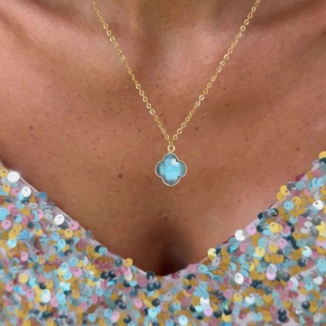 Labradorite clover necklace GINANDGER Grey