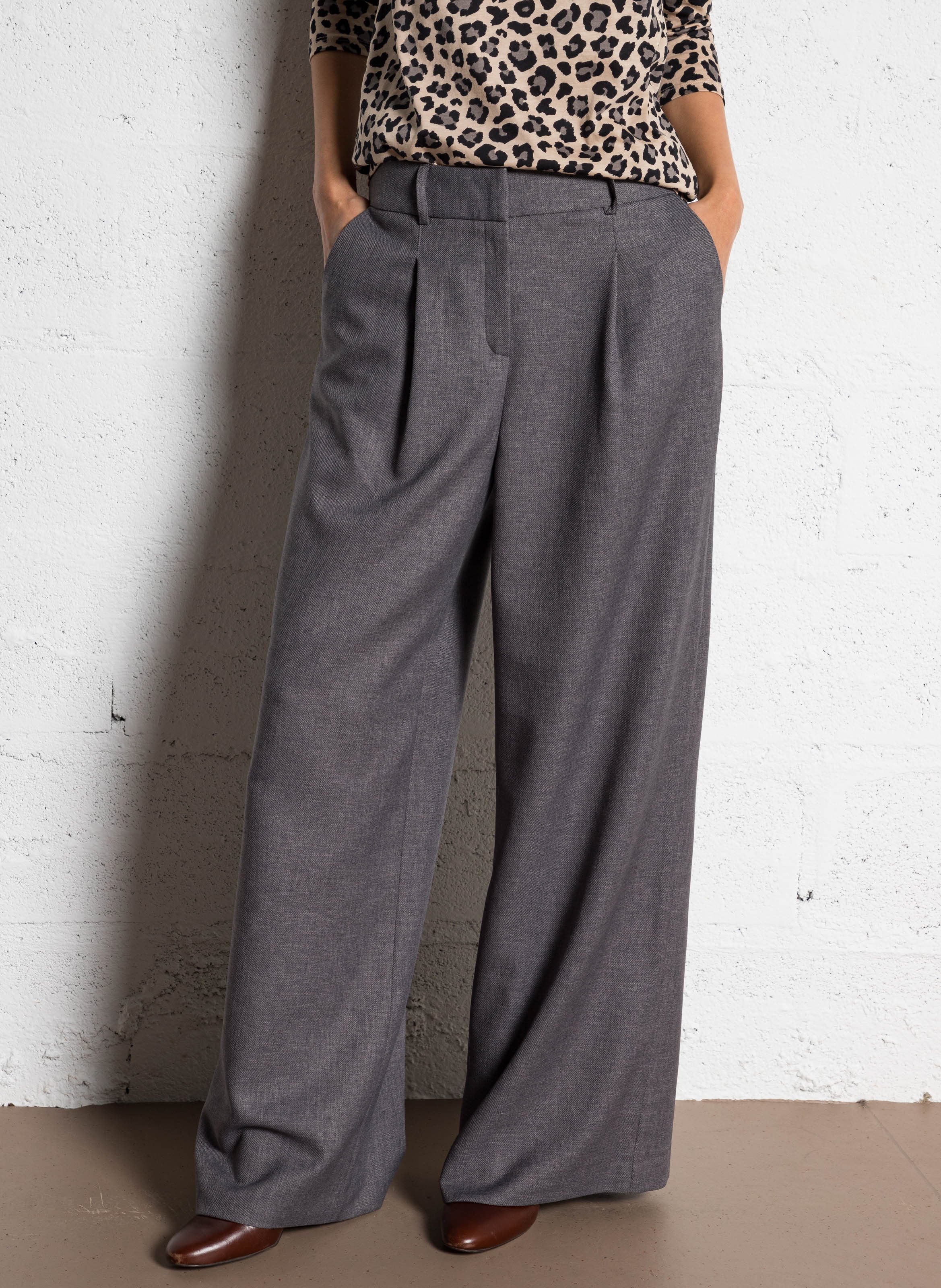 Azawood high-waisted wide-leg trousers MAISON 123 Grey