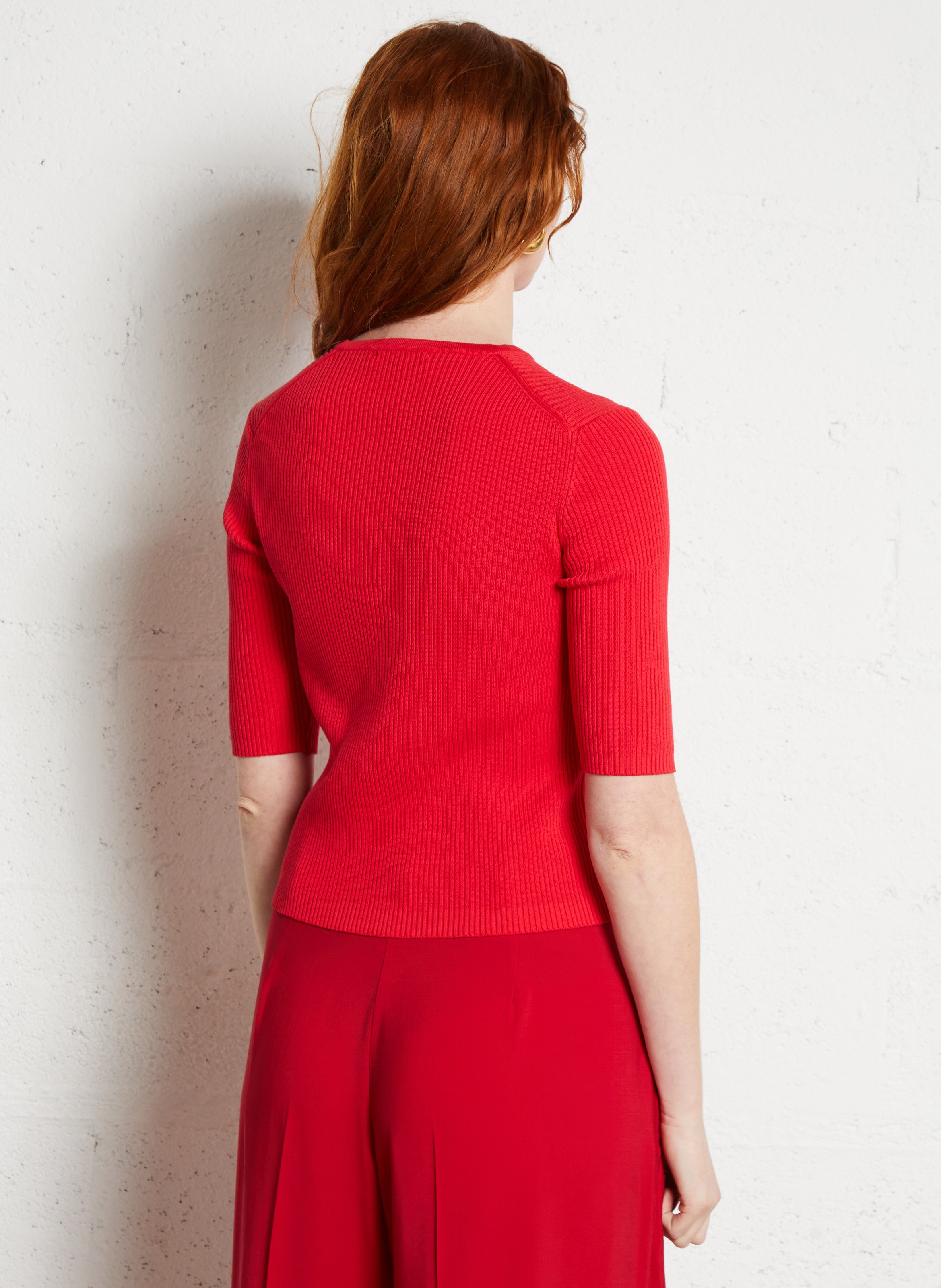 Gilet droit côtelé en coron ATTIC AND BARN Rouge