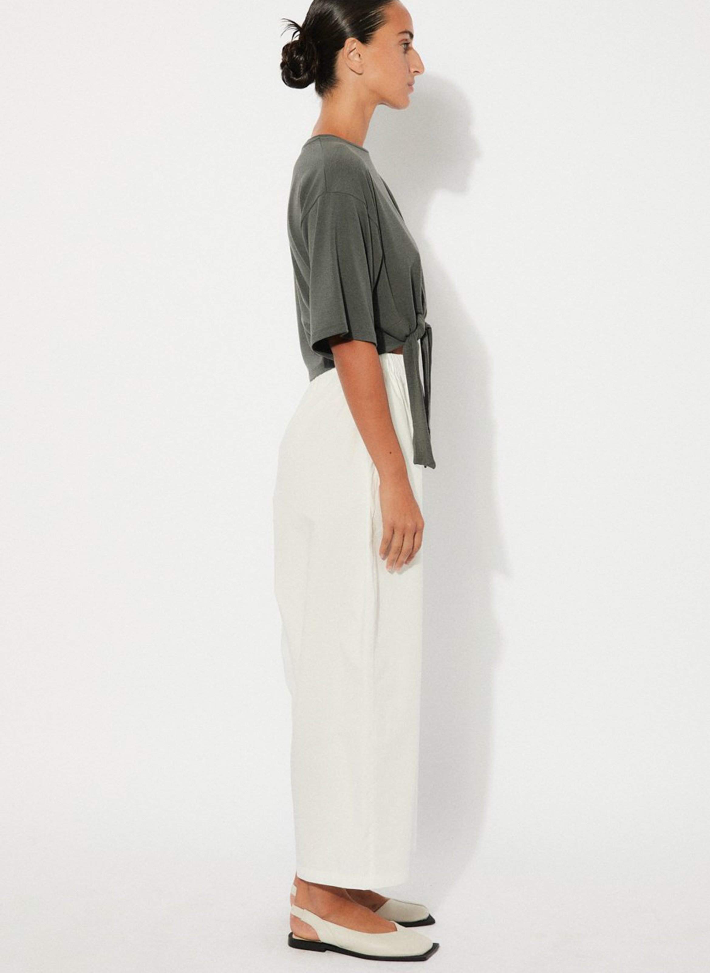 Pantalon large en coton RITA ROW Blanc