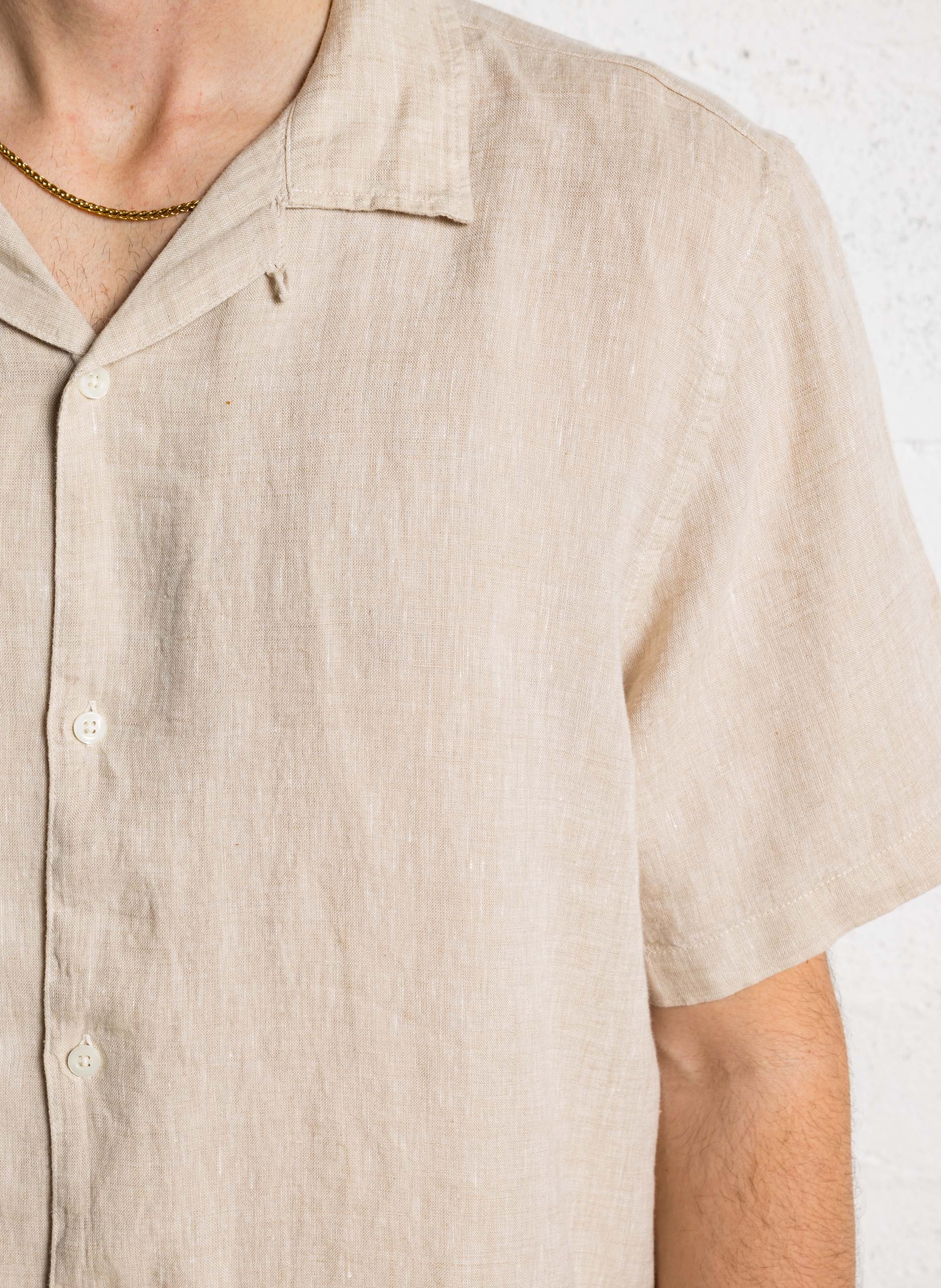 Chemise droite col classique en lin bio KNOWLEDGE COTTON APPAREL Beige
