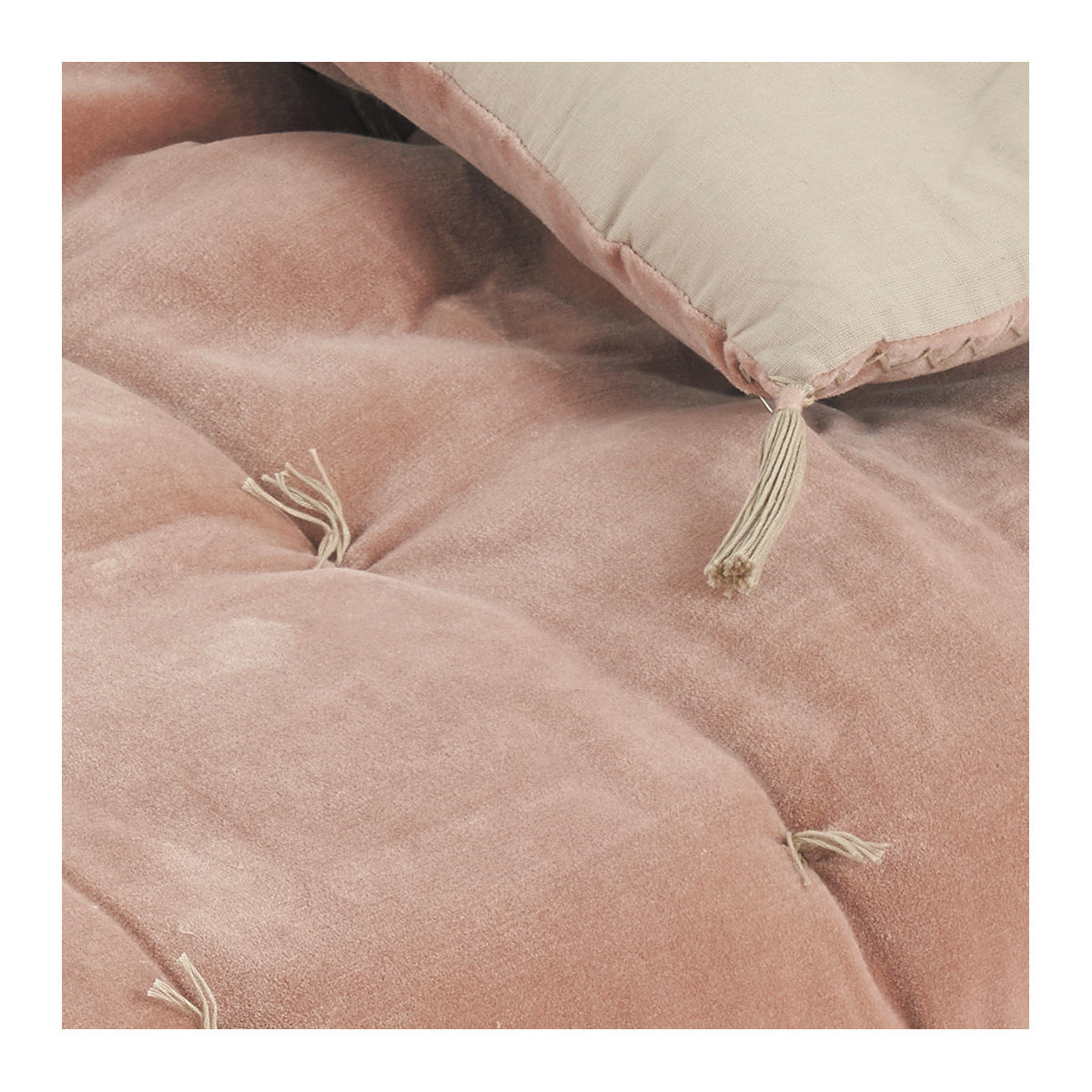 Futon mattéo en velours de coton et lin - 180 x 80 cm - rose BLANC D'IVOIRE Rose