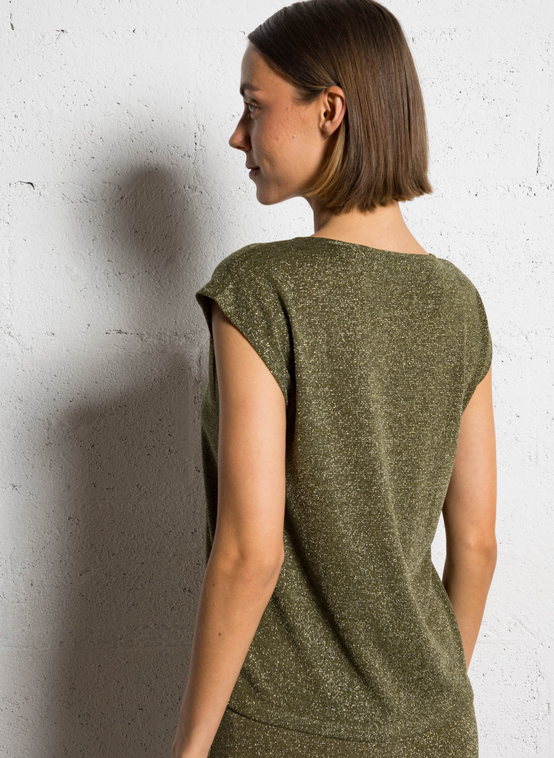 Canottiera senza maniche con paillettes Verde