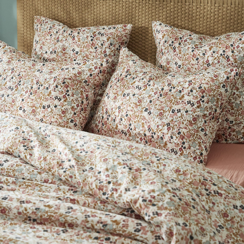 Cotton percale pillow case L'EFFET PAPILLON White