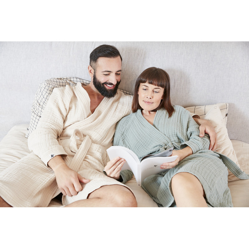 Unisex cotton gauze kimono robe - Gaïa L'EFFET PAPILLON Red