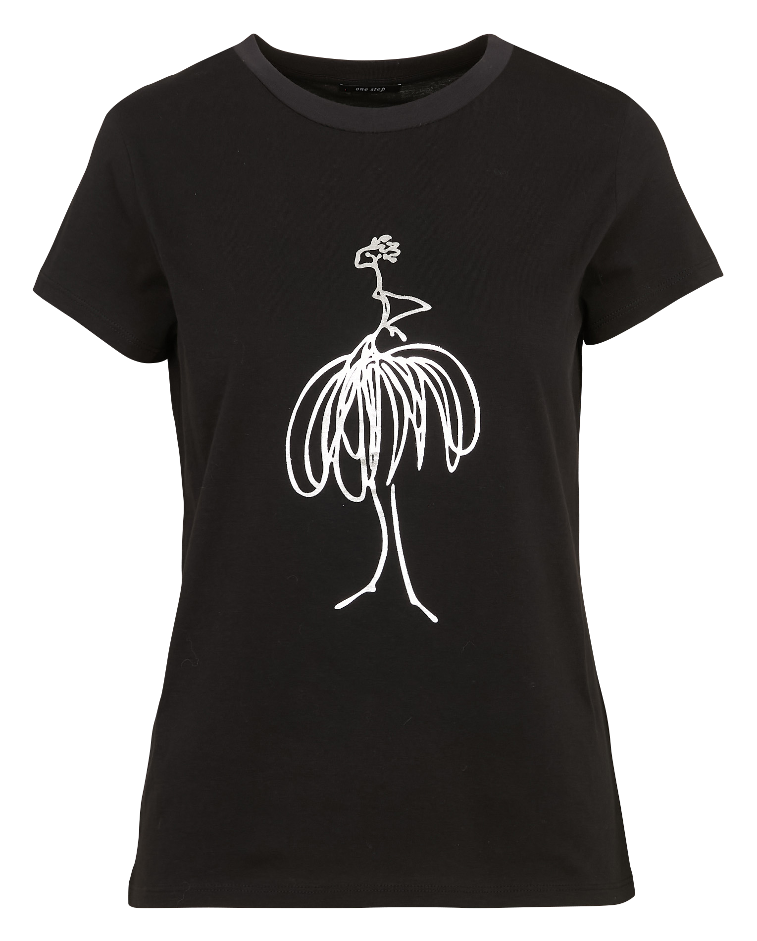 Tee-shirt col rond en coton ONE STEP Noir