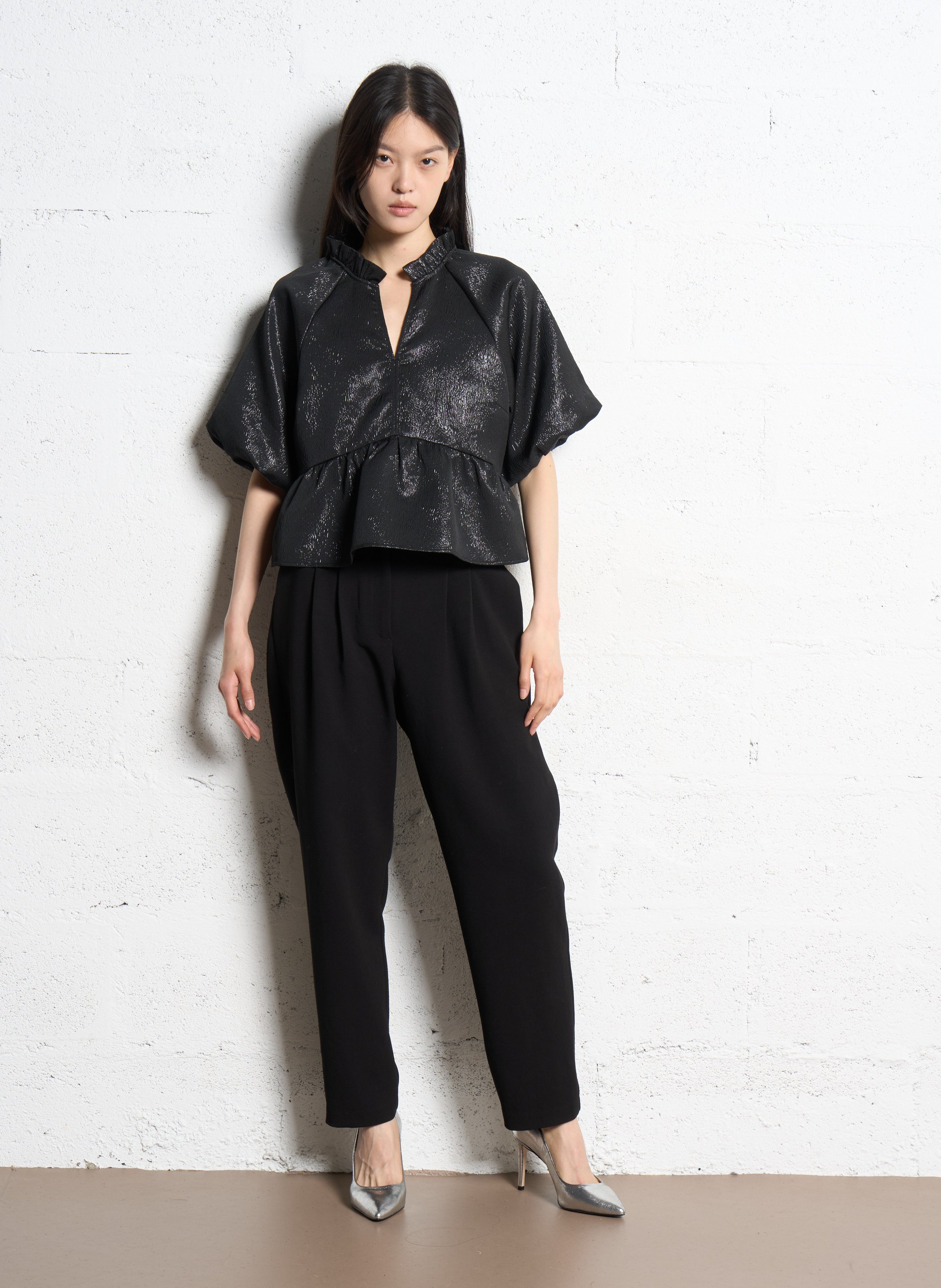 Oversize Peplum Top SUNCOO Schwarz