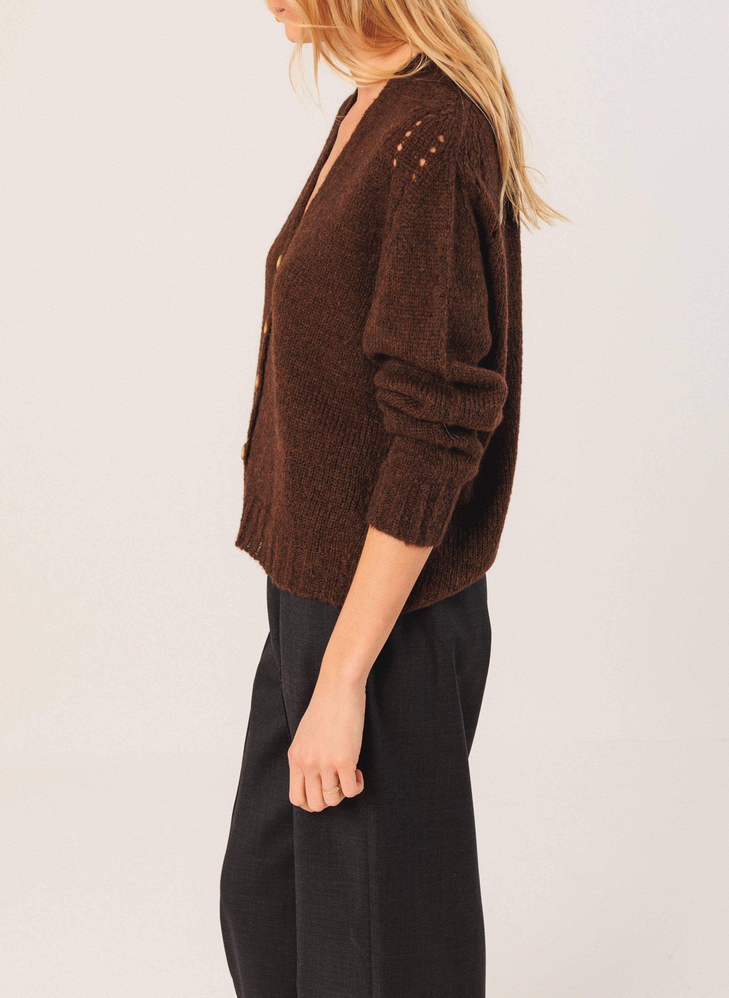 Strickjacke - Schalkragen INDI & COLD Braun