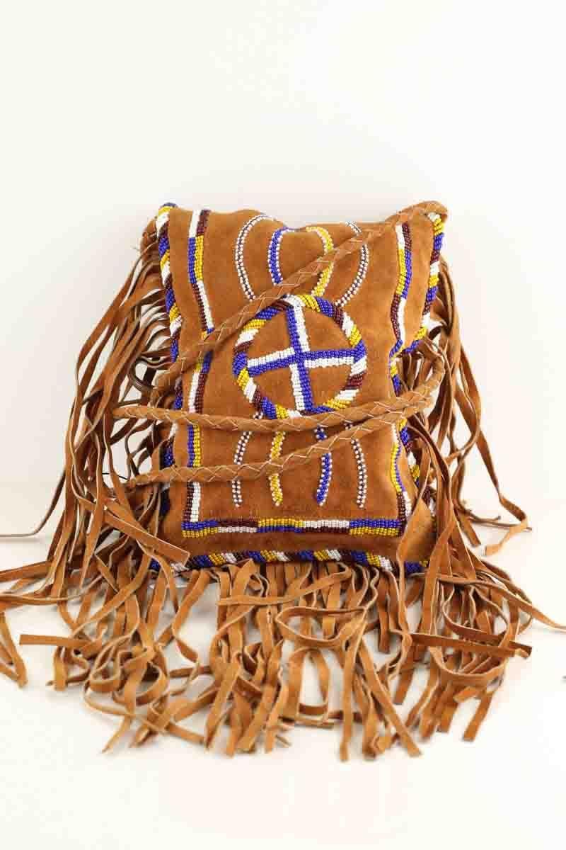 Leather messenger bag ANTIK BATIK - Seconde Main Brown